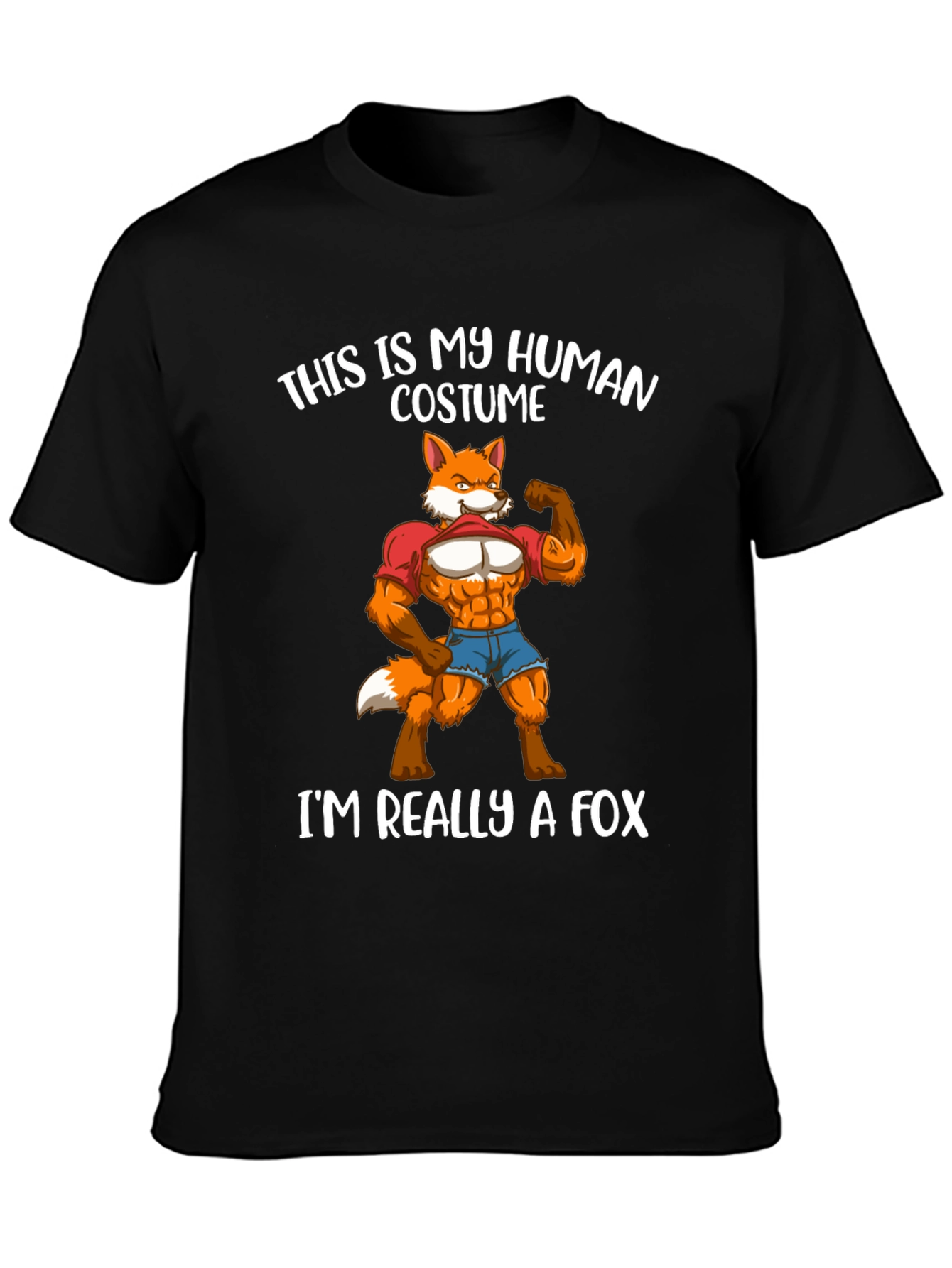 Human Costume Fox T-Shirt Funny Animal Lover Tee