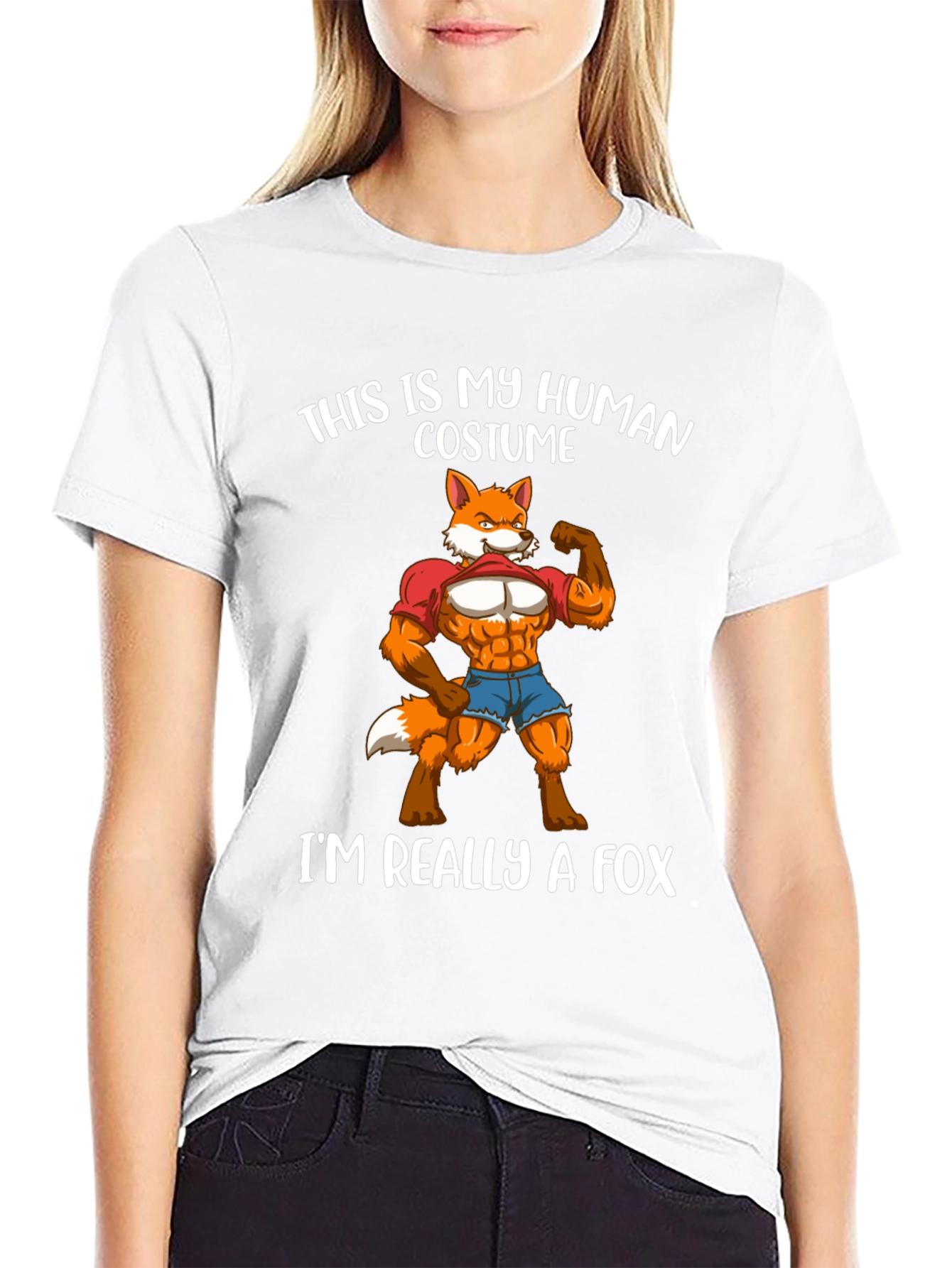 Human Costume Fox T-Shirt Funny Animal Lover Tee