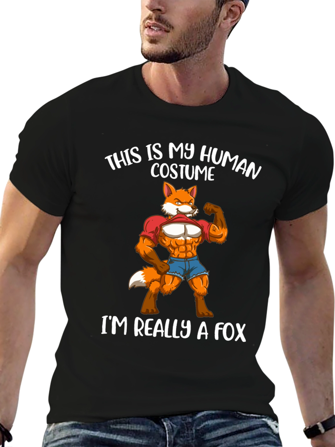 Human Costume Fox T-Shirt Funny Animal Lover Tee