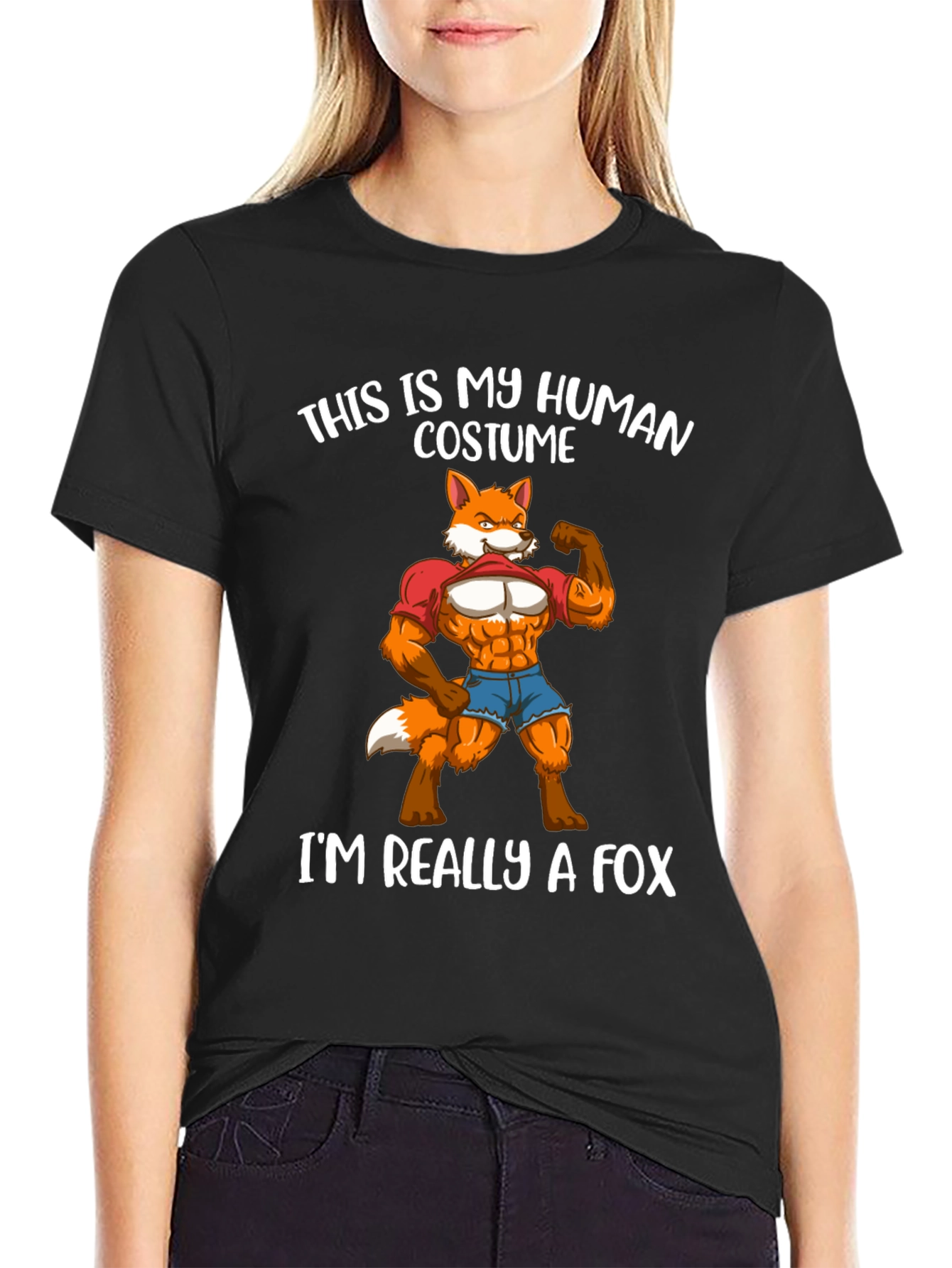 Human Costume Fox T-Shirt Funny Animal Lover Tee