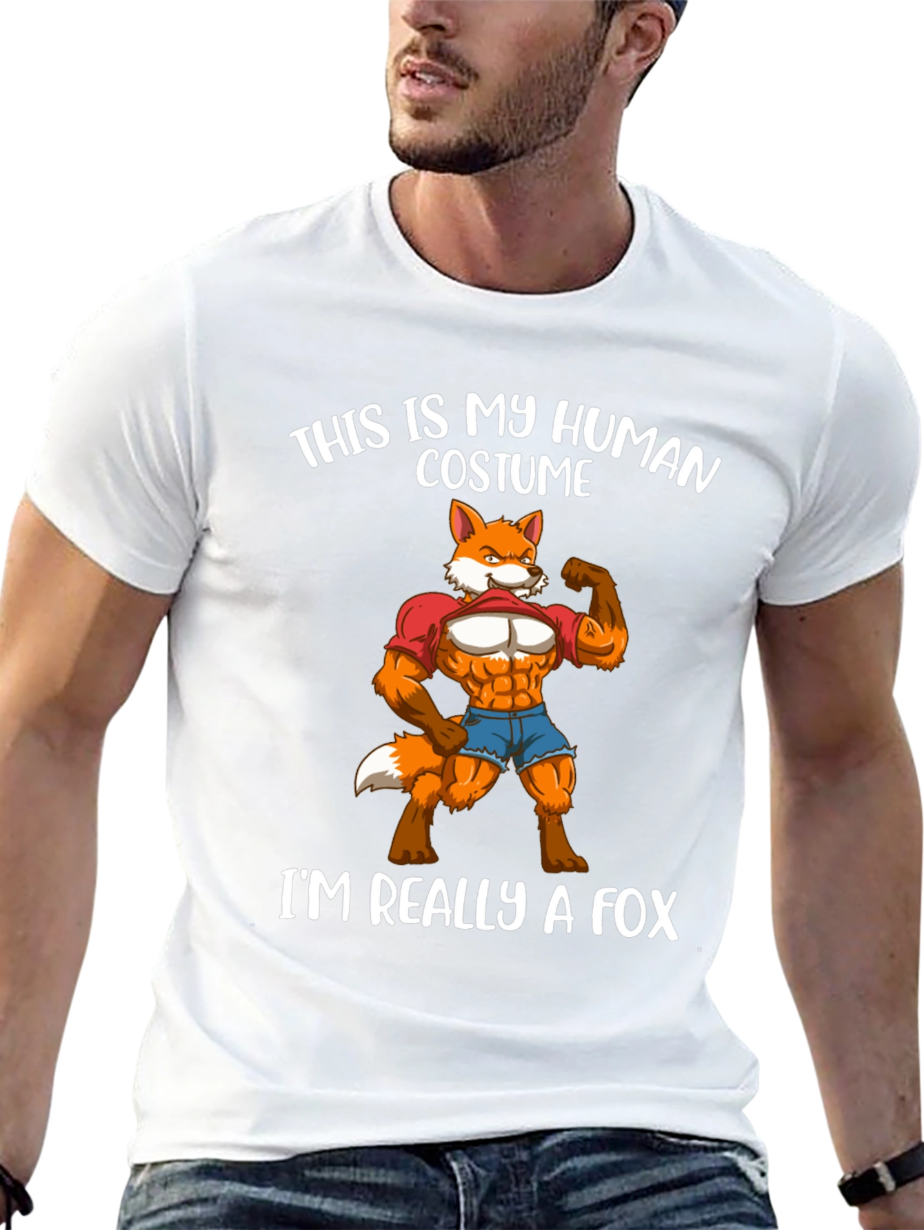 Human Costume Fox T-Shirt Funny Animal Lover Tee