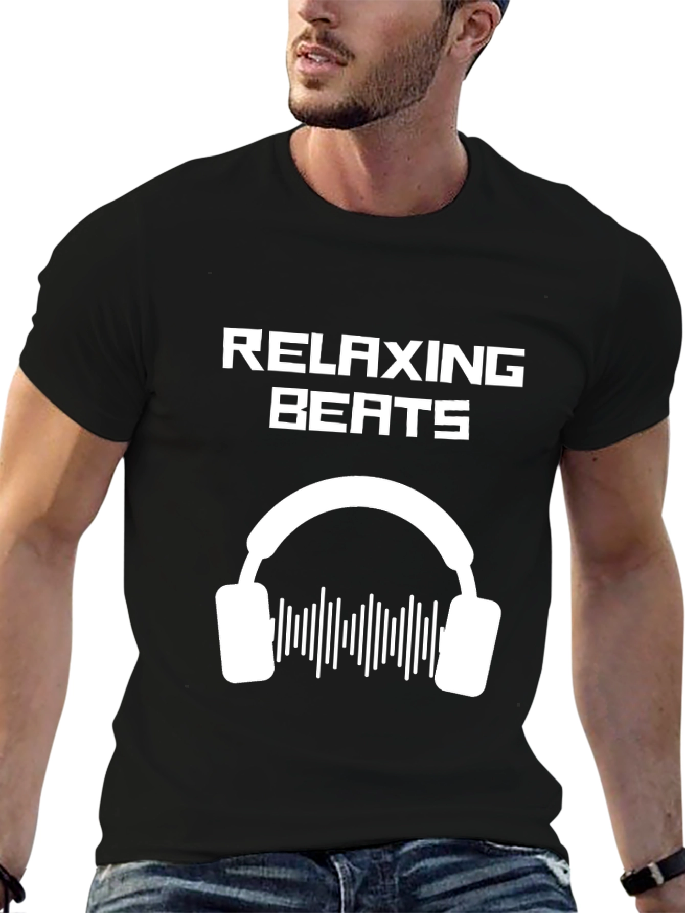 Relaxing Beats Graphic Tee - Black Cotton T-Shirt