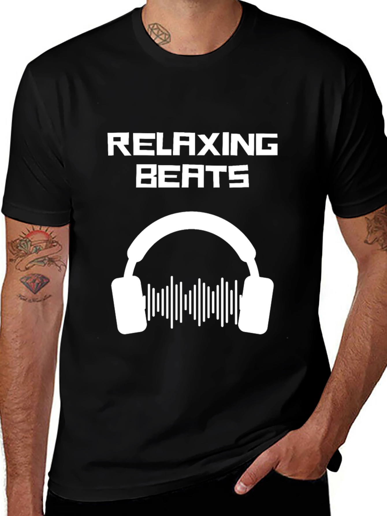 Relaxing Beats Graphic Tee - Black Cotton T-Shirt