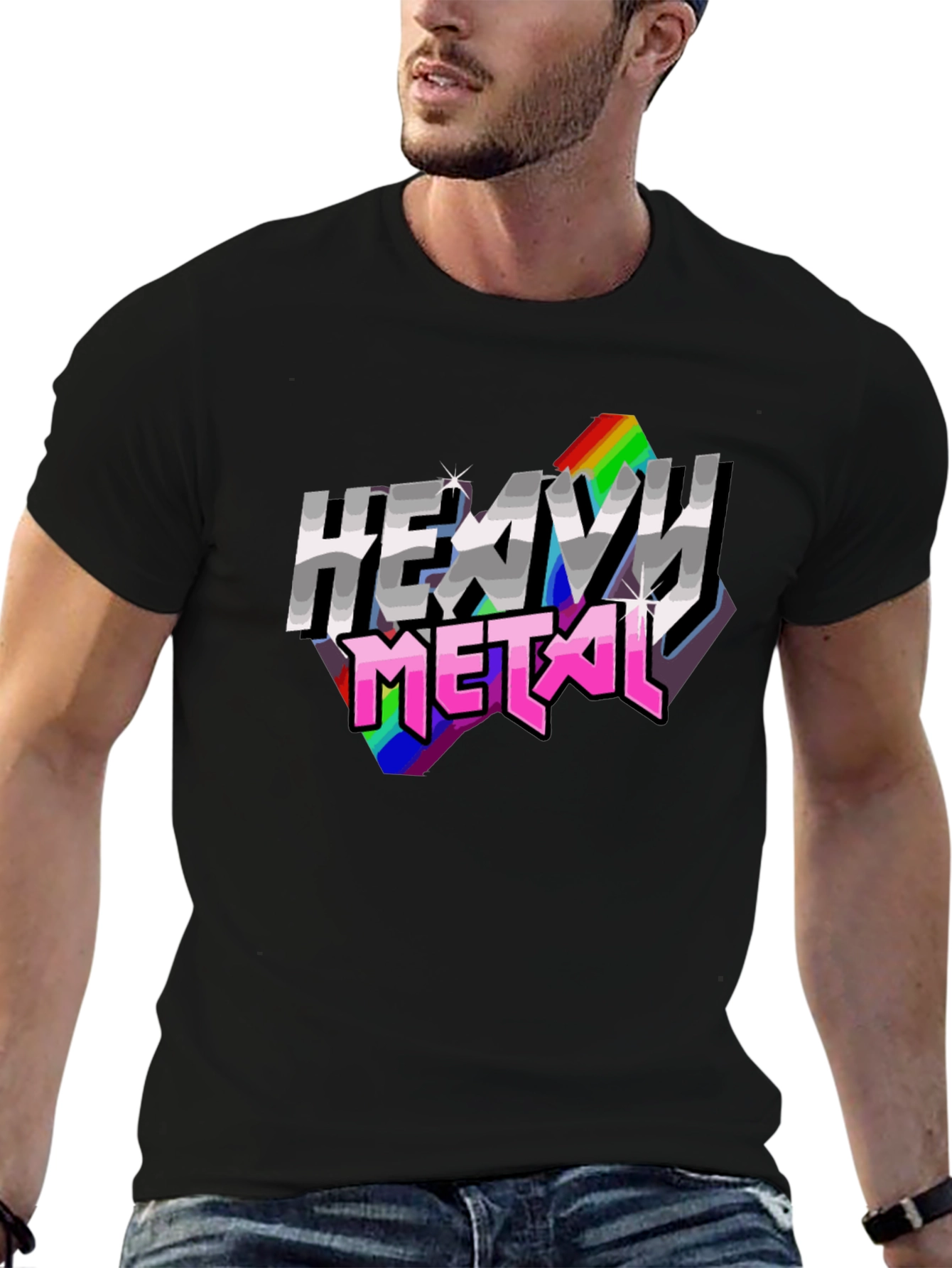 Heavy Metal Rainbow Graphic T-Shirt