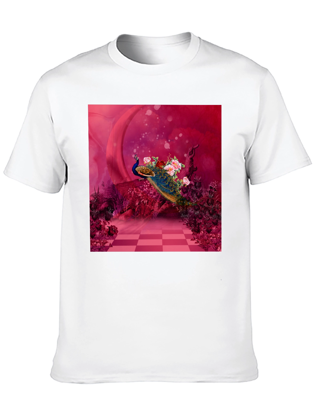 Peacock Floral Art Graphic Tee