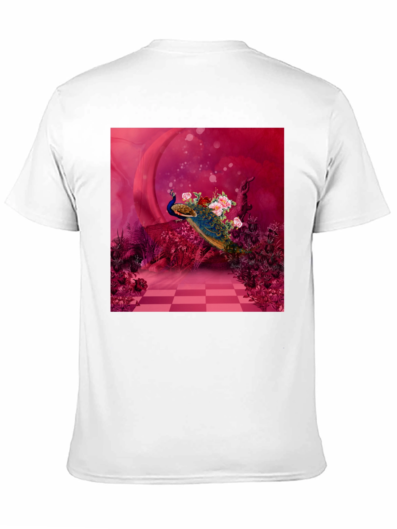 Peacock Floral Art Graphic Tee