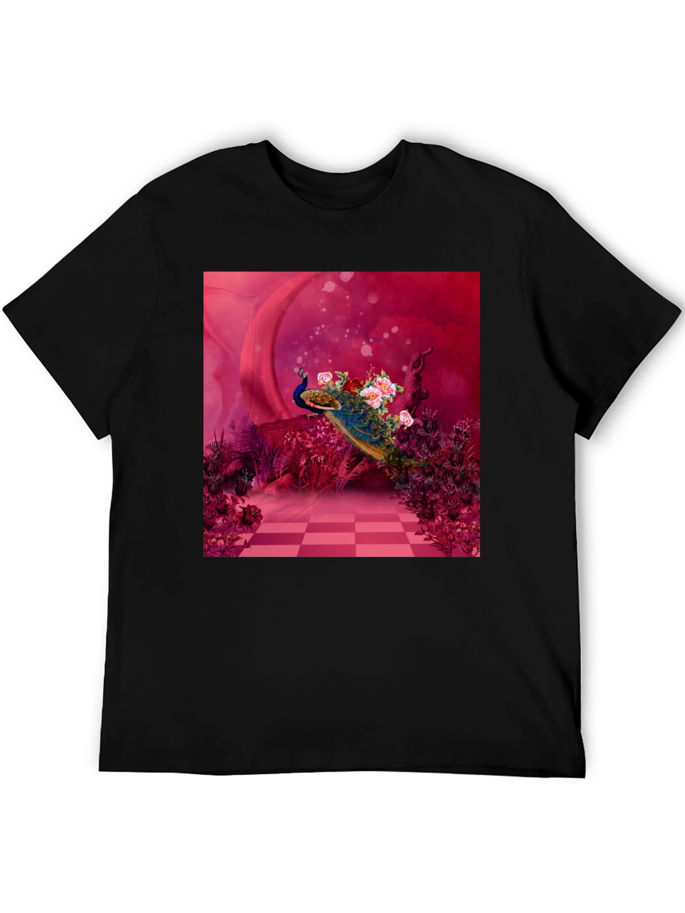 Peacock Floral Art Graphic Tee