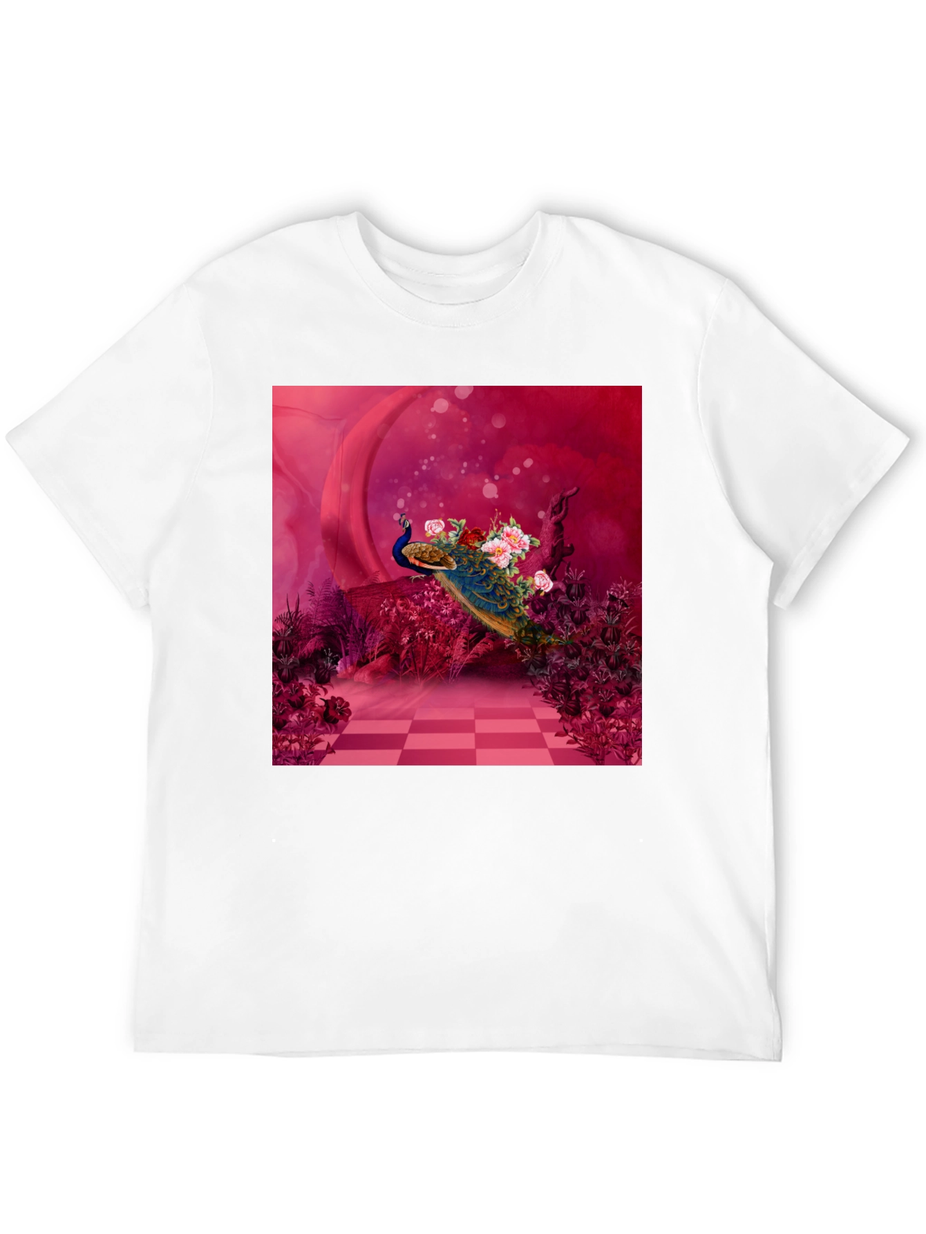 Peacock Floral Art Graphic Tee