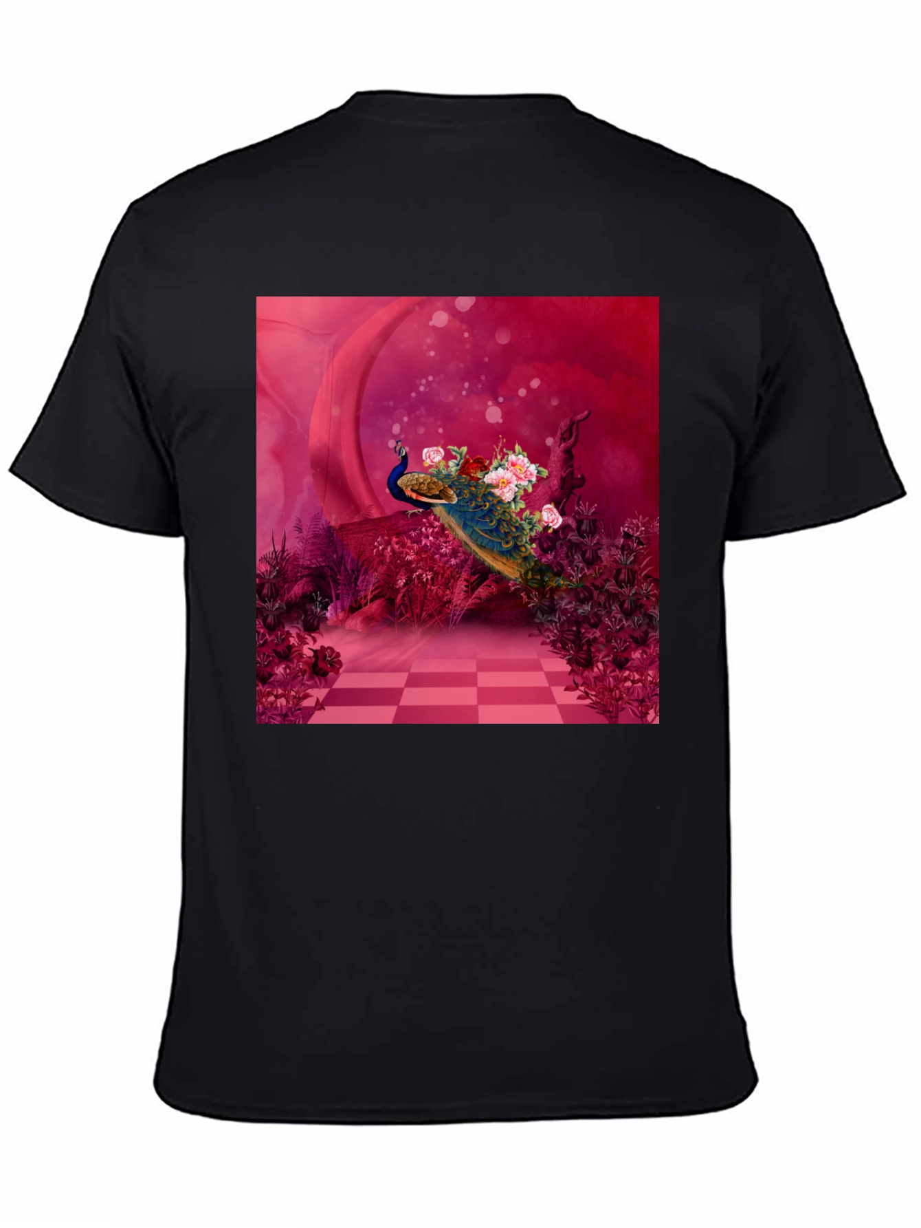 Peacock Floral Art Graphic Tee