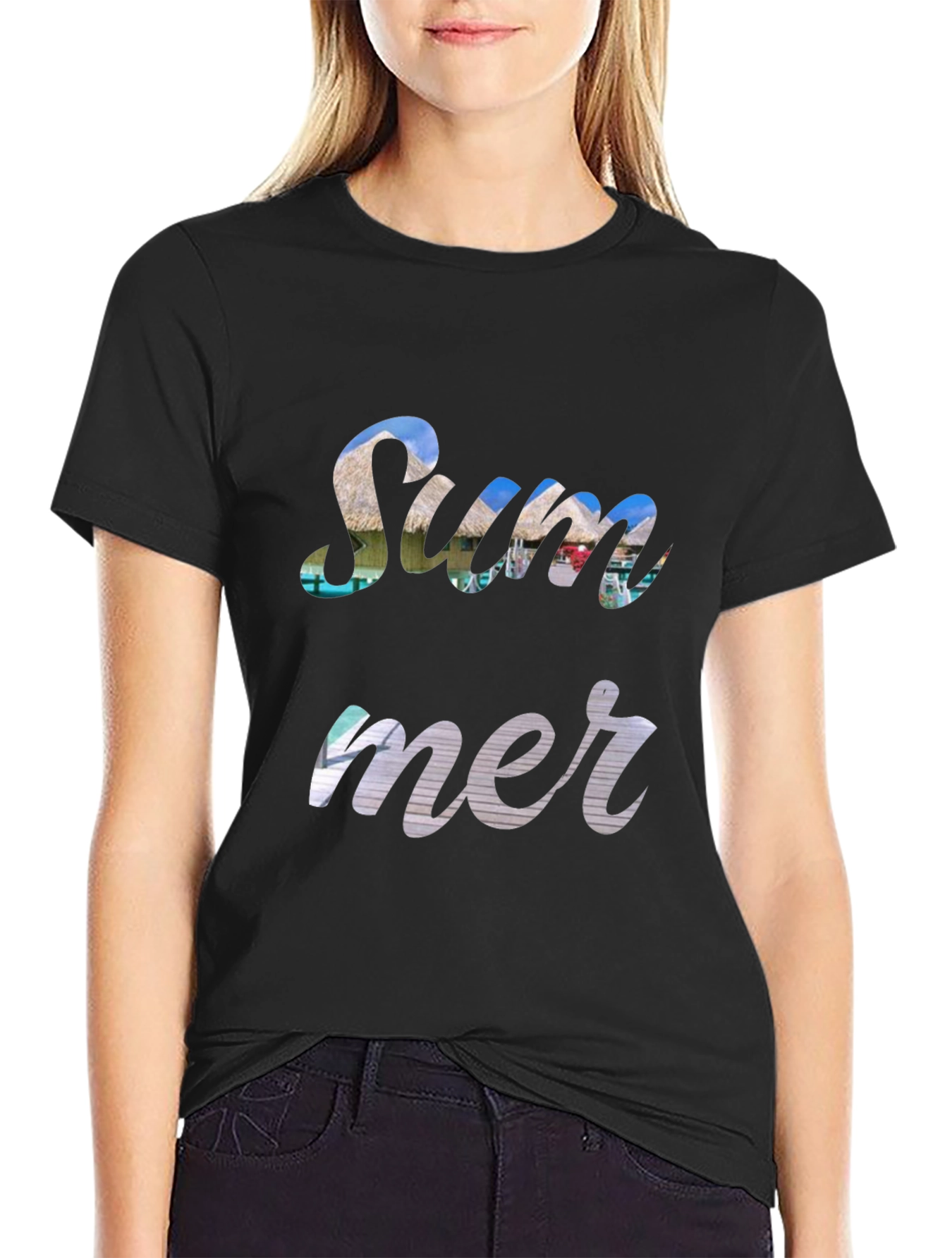 Summer Print Black T-Shirt