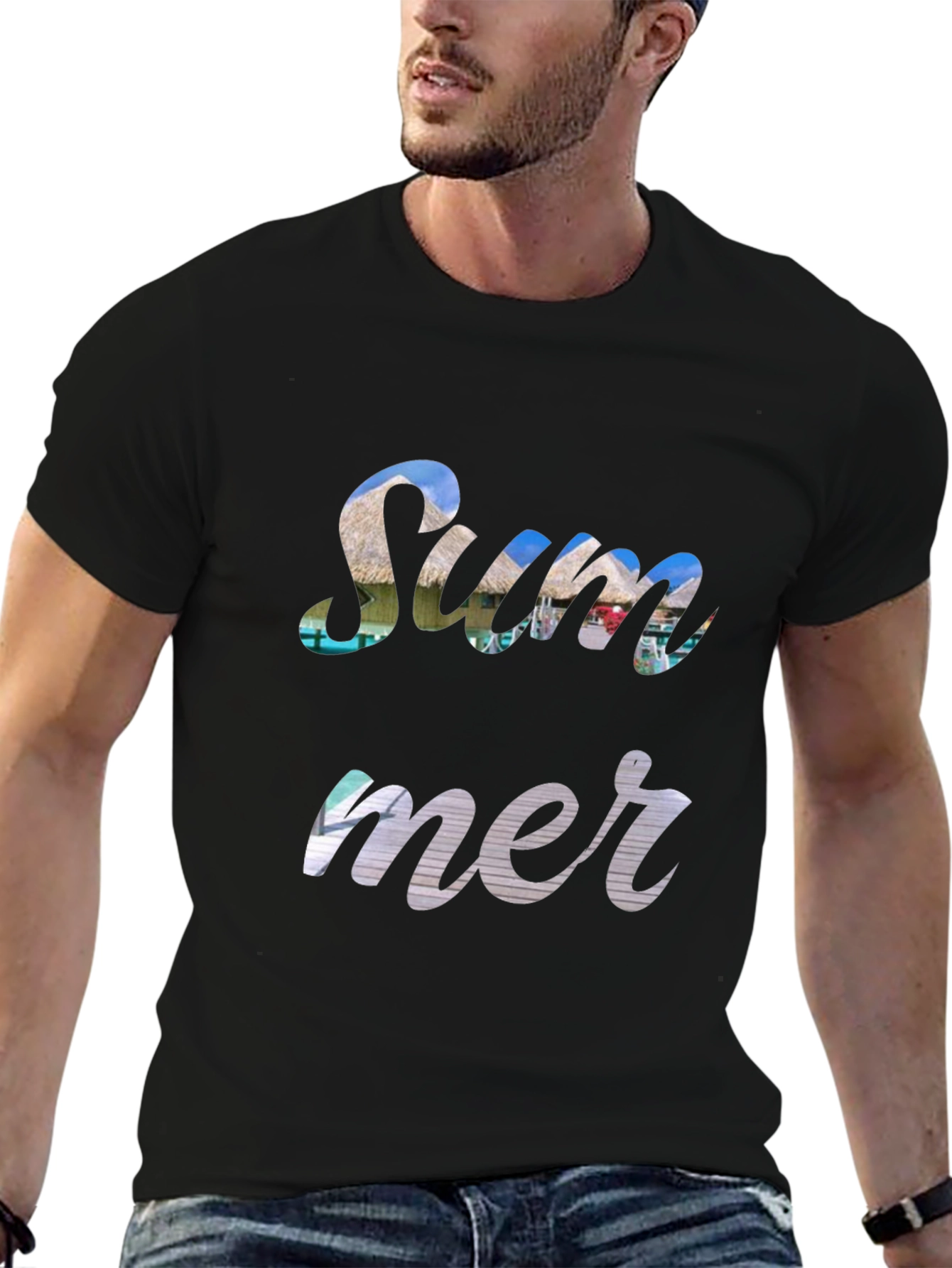 Summer Print Black T-Shirt