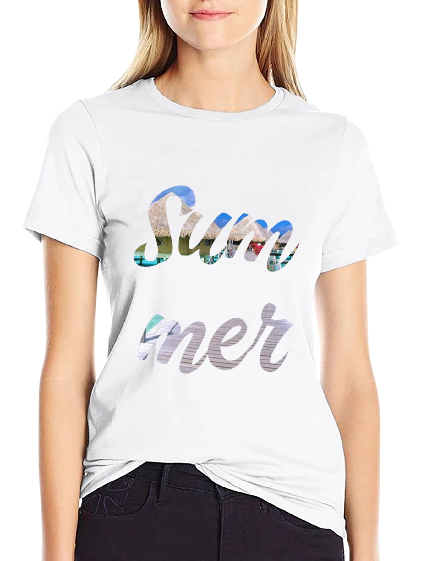 Summer Print Black T-Shirt