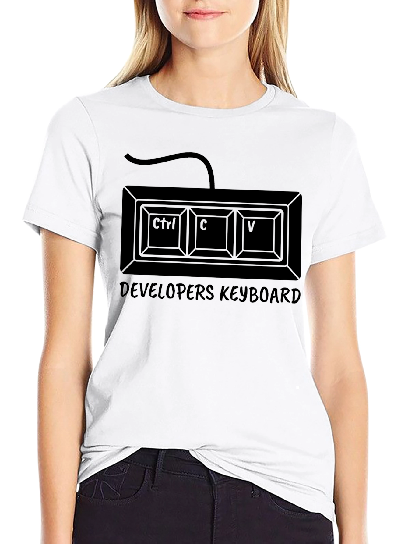 Developer Keyboard T-Shirt - Ctrl C V Programmer Tee