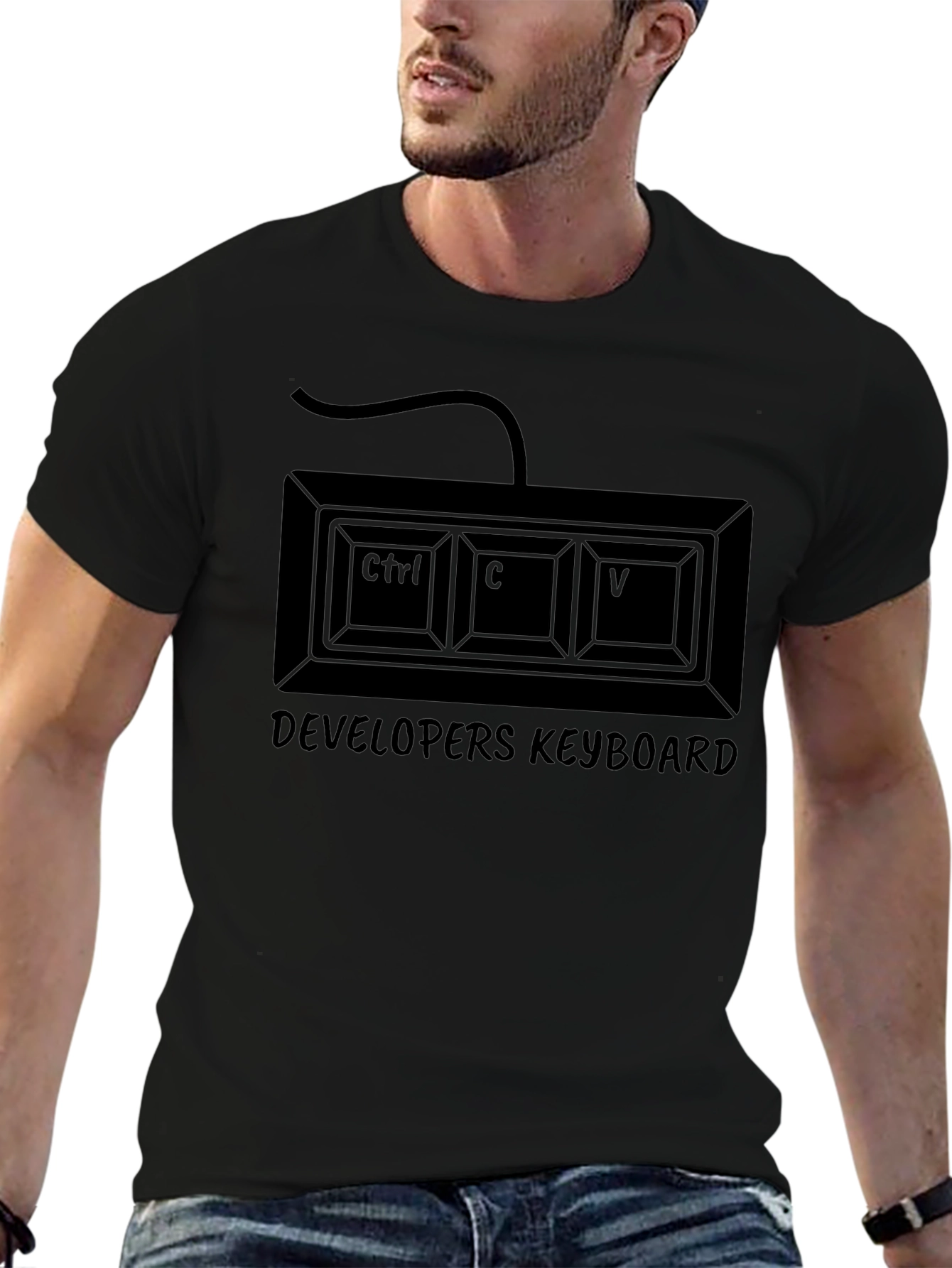 Developer Keyboard T-Shirt - Ctrl C V Programmer Tee