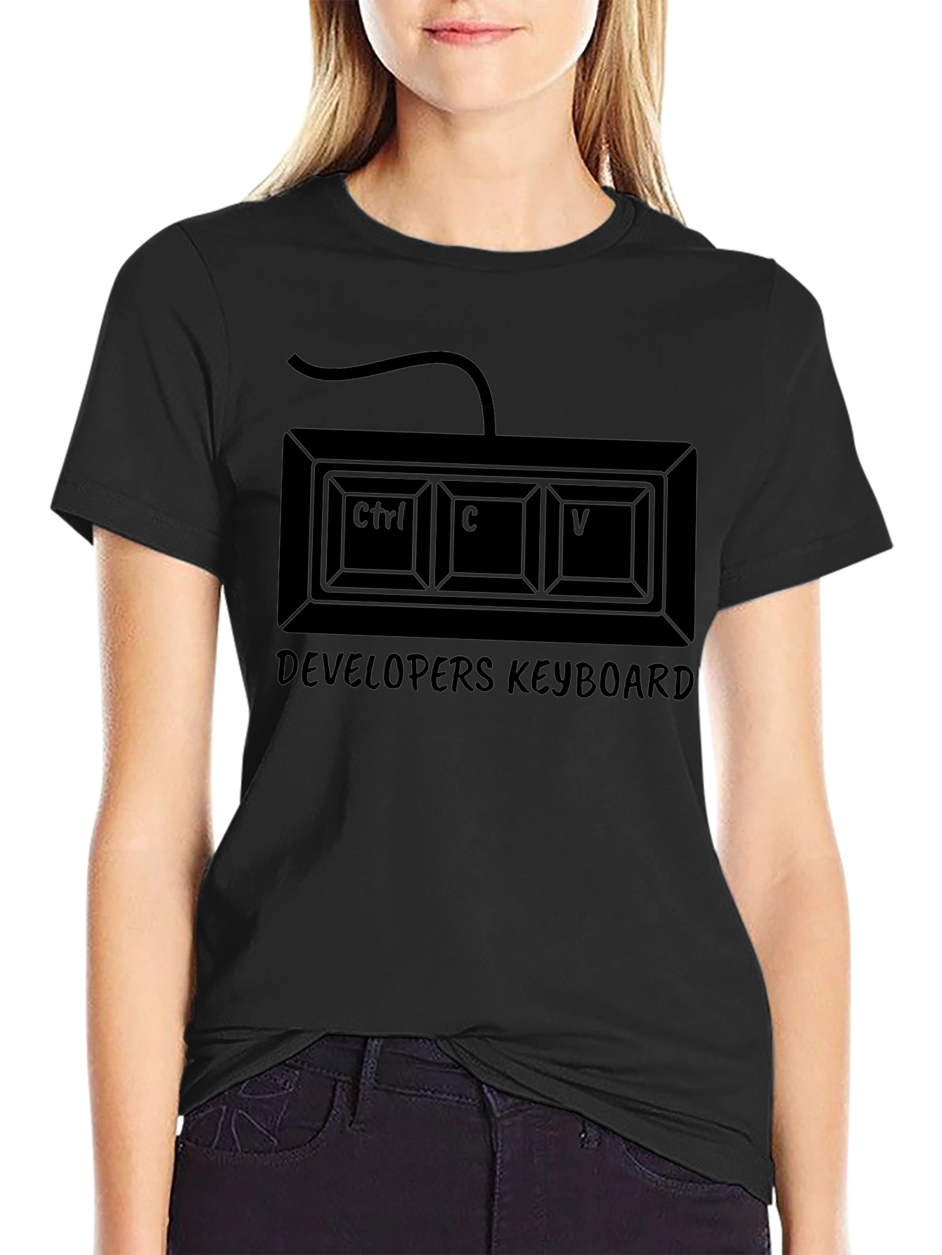 Developer Keyboard T-Shirt - Ctrl C V Programmer Tee