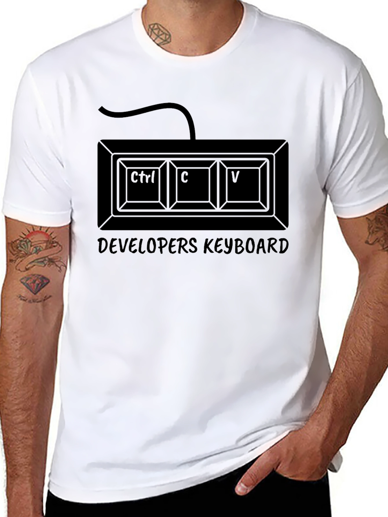 Developer Keyboard T-Shirt - Ctrl C V Programmer Tee