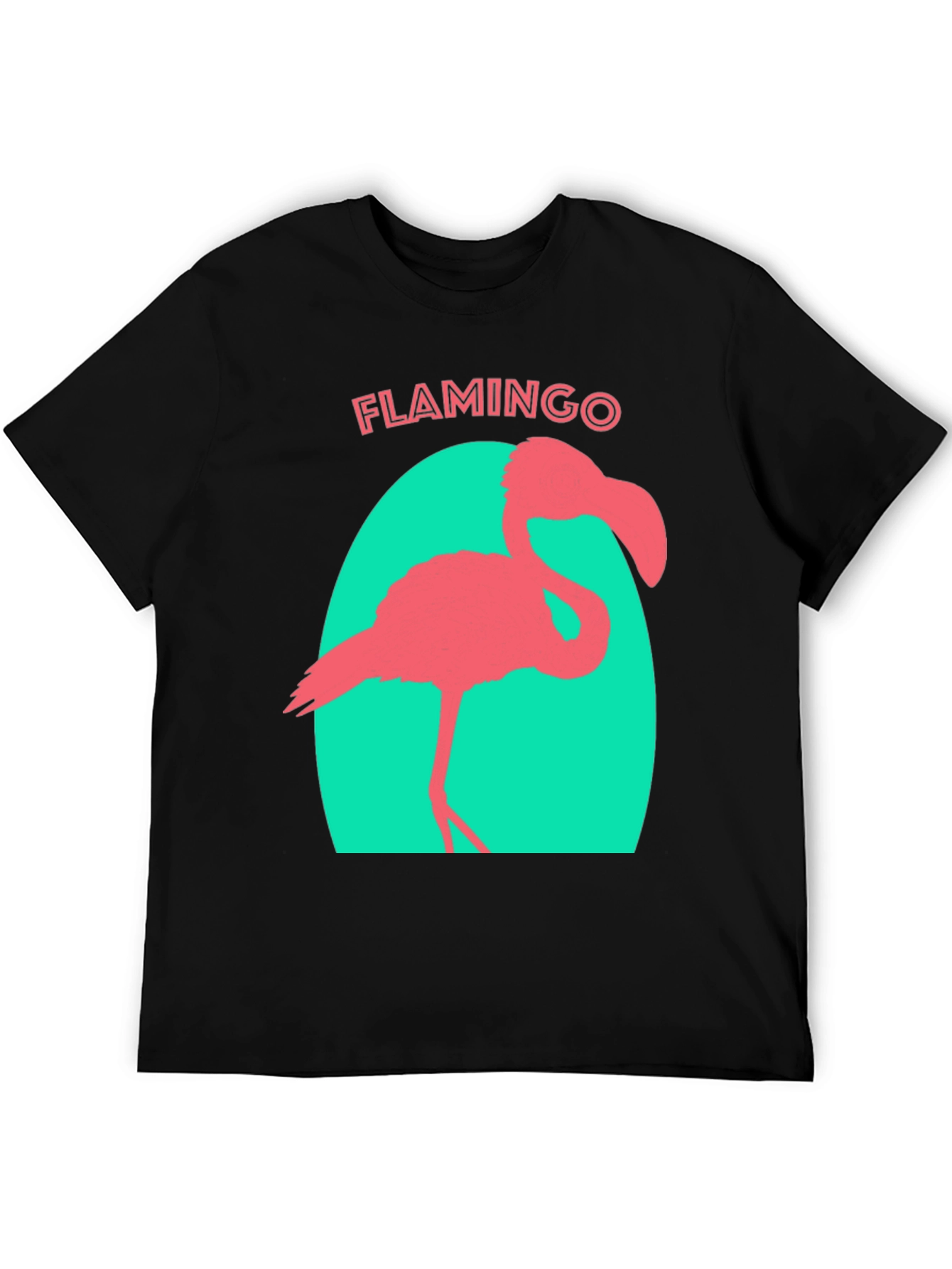 Flamingo Graphic Tee - Black Cotton T-Shirt