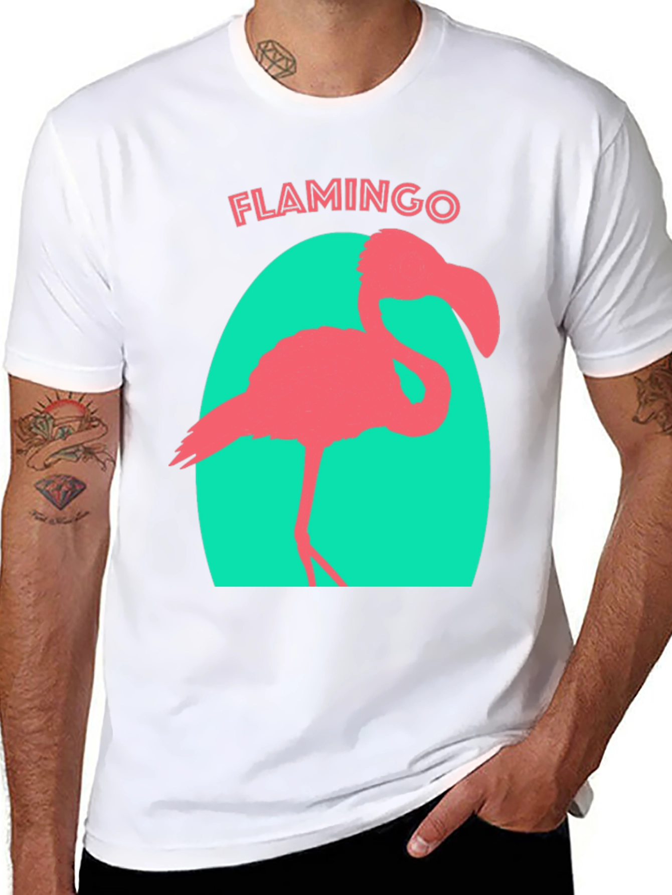 Flamingo Graphic Tee - Black Cotton T-Shirt