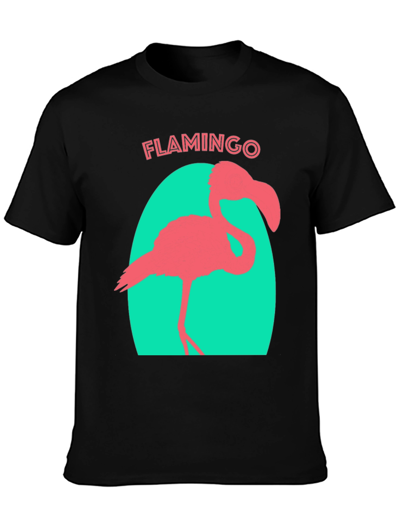 Flamingo Graphic Tee - Black Cotton T-Shirt