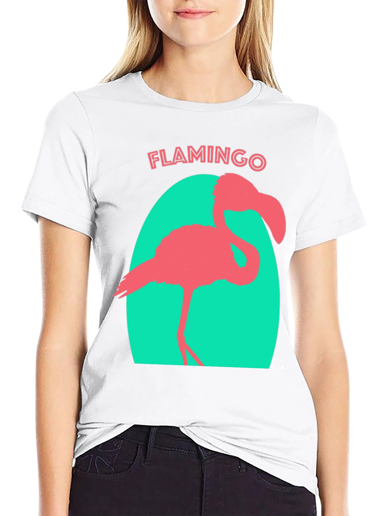 Flamingo Graphic Tee - Black Cotton T-Shirt