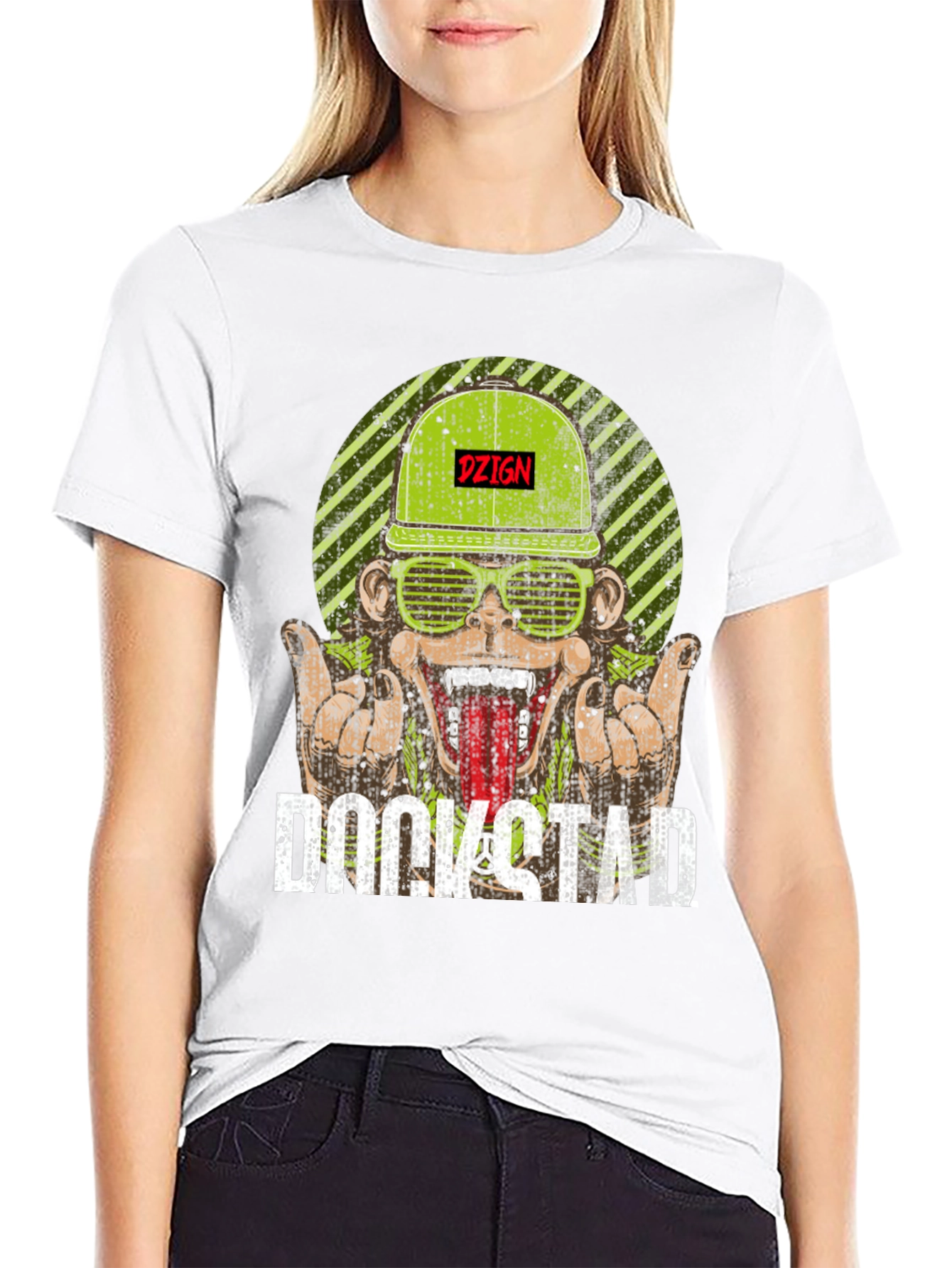 DZIGN Rockstad Monkey Graphic T-Shirt