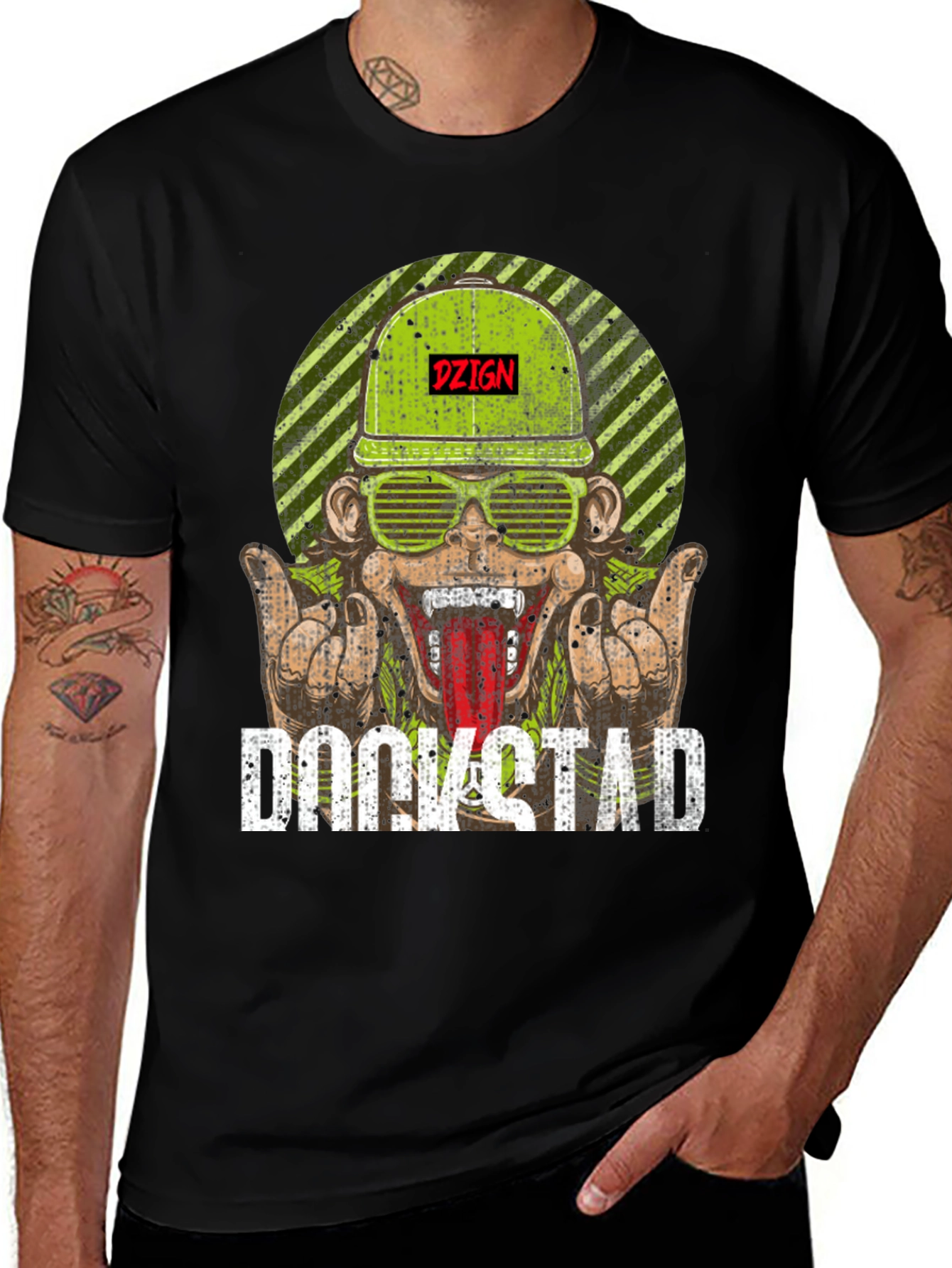 DZIGN Rockstad Monkey Graphic T-Shirt