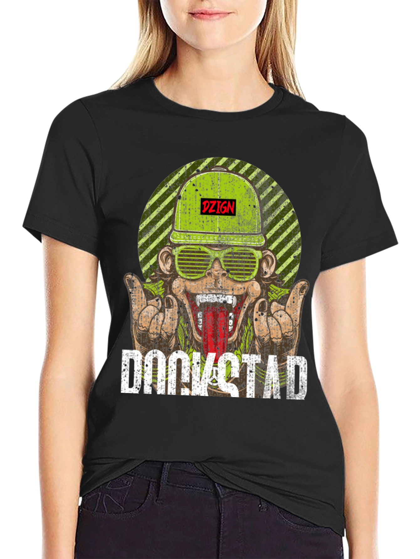DZIGN Rockstad Monkey Graphic T-Shirt