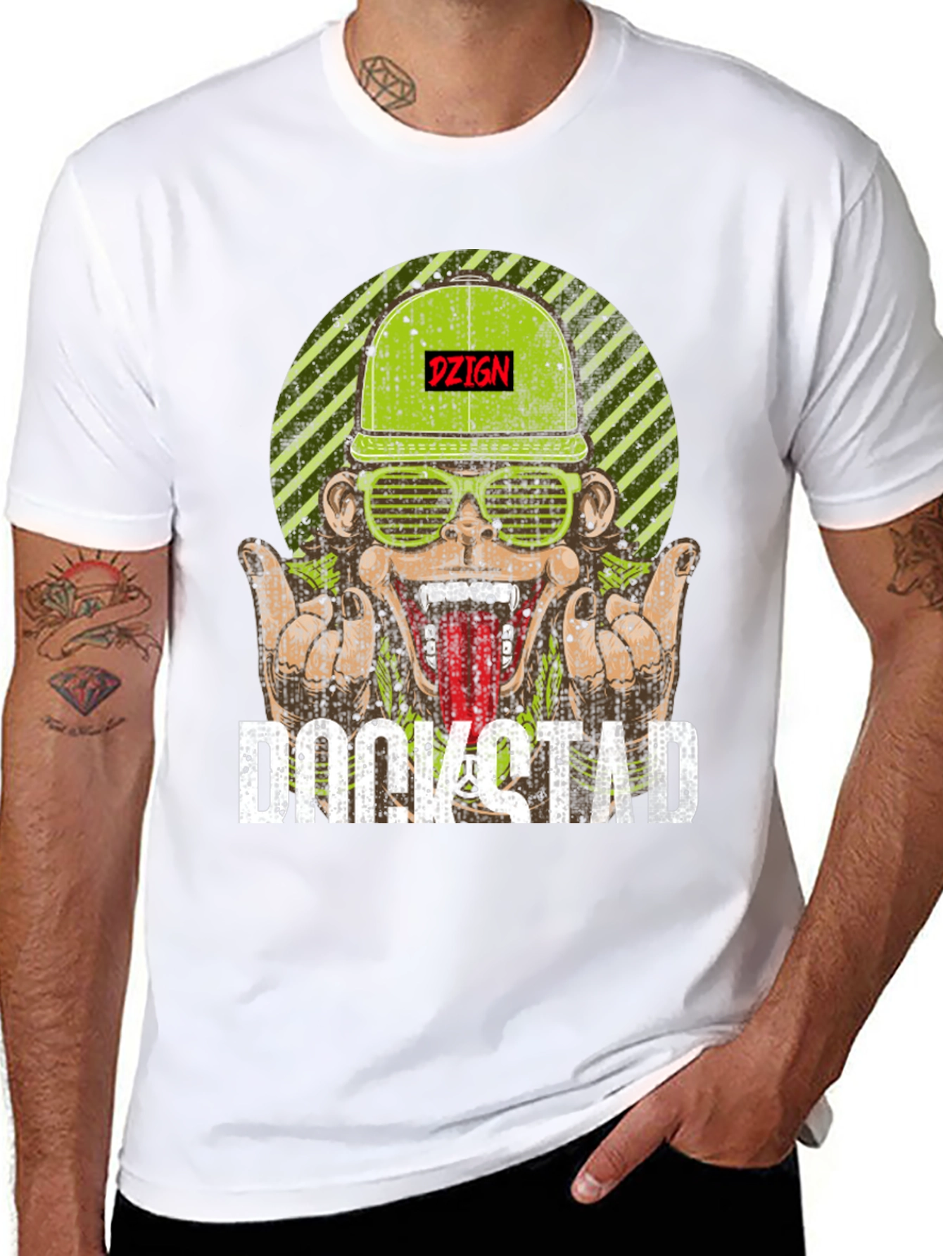 DZIGN Rockstad Monkey Graphic T-Shirt