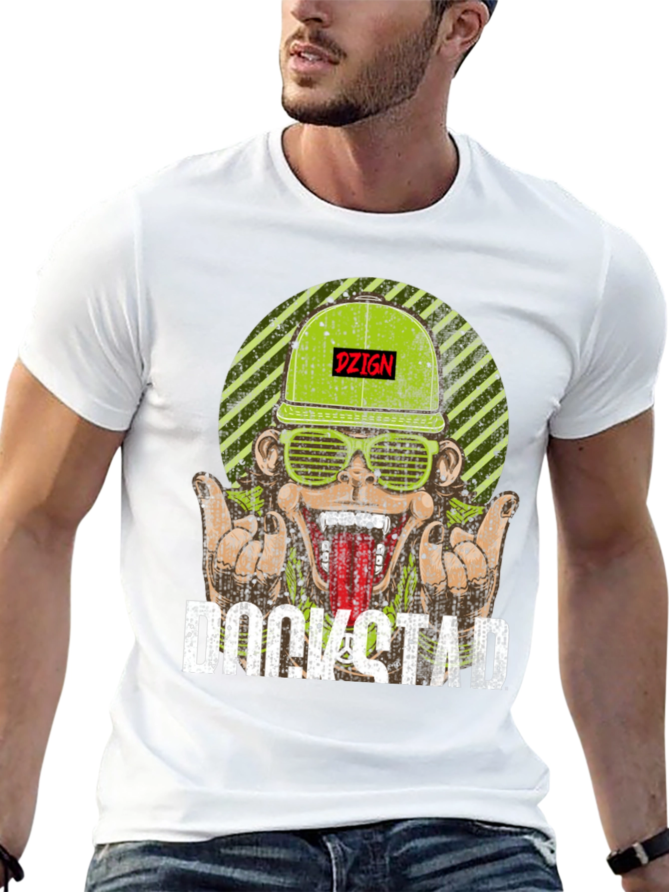 DZIGN Rockstad Monkey Graphic T-Shirt