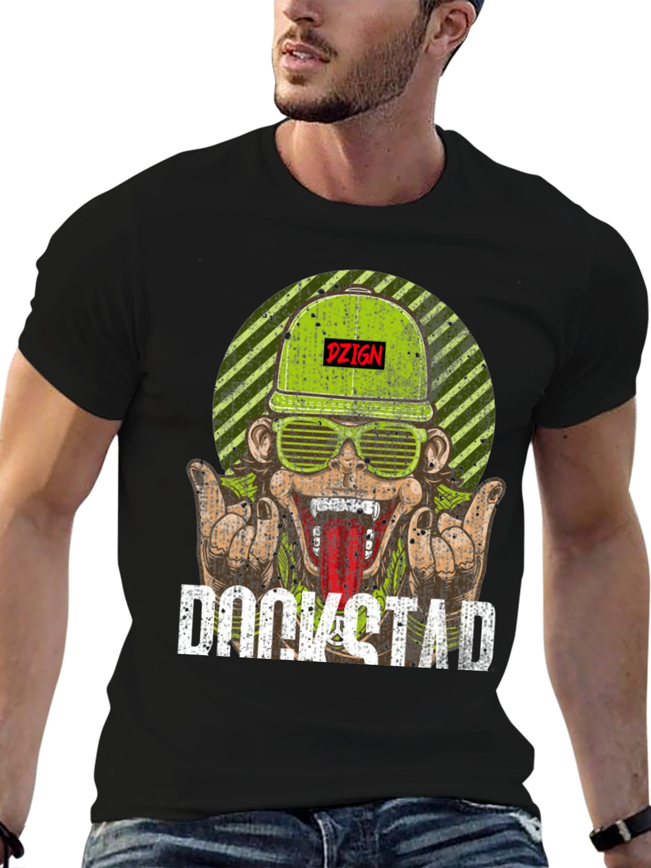 DZIGN Rockstad Monkey Graphic T-Shirt