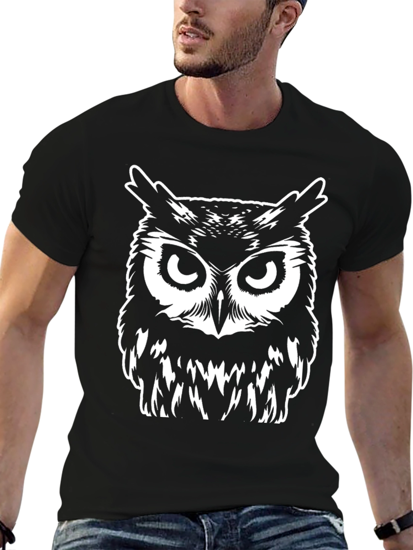 Cool Owl Graphic Black T-Shirt