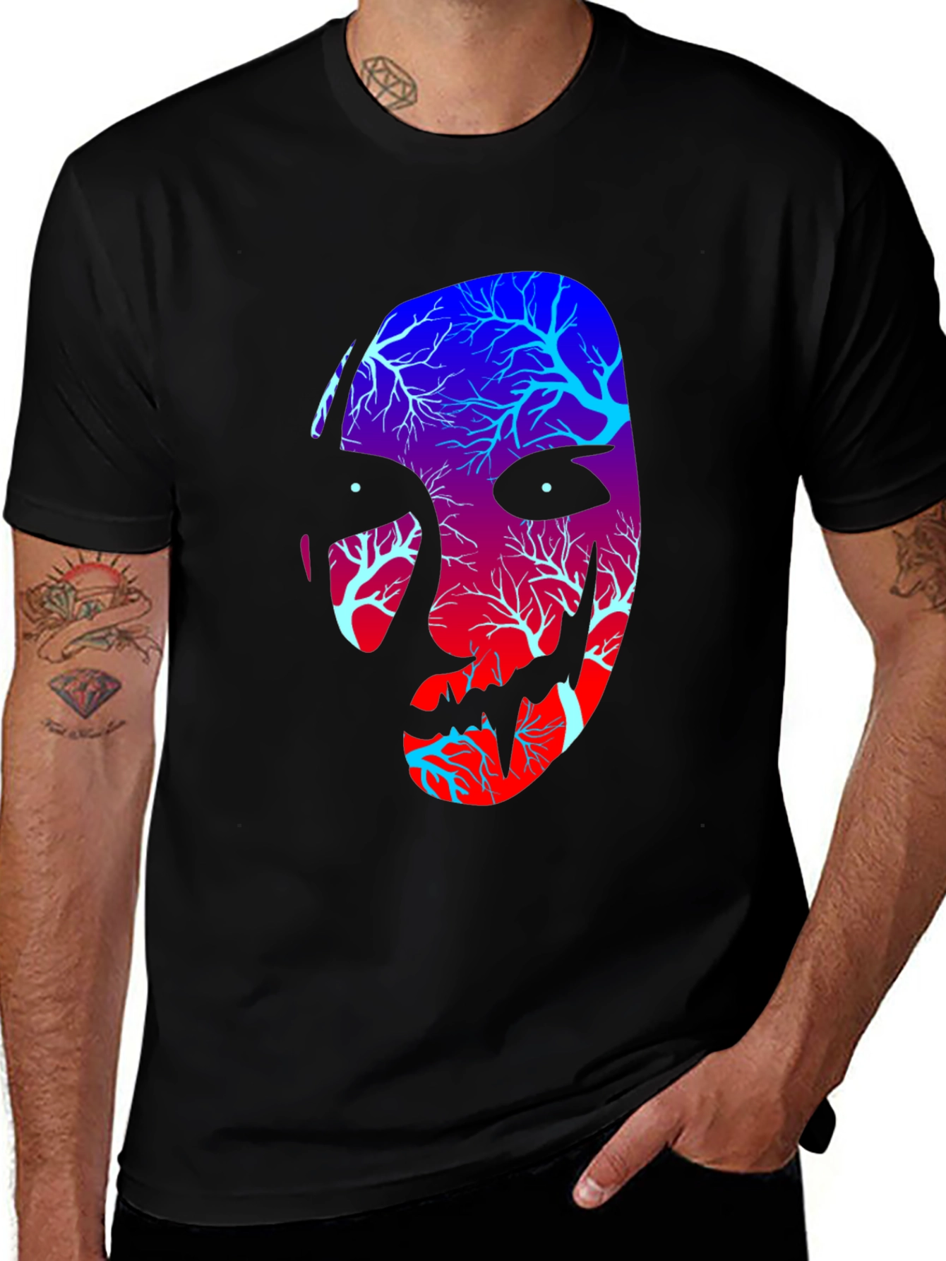 Tree Spirit Face Graphic Tee - Black