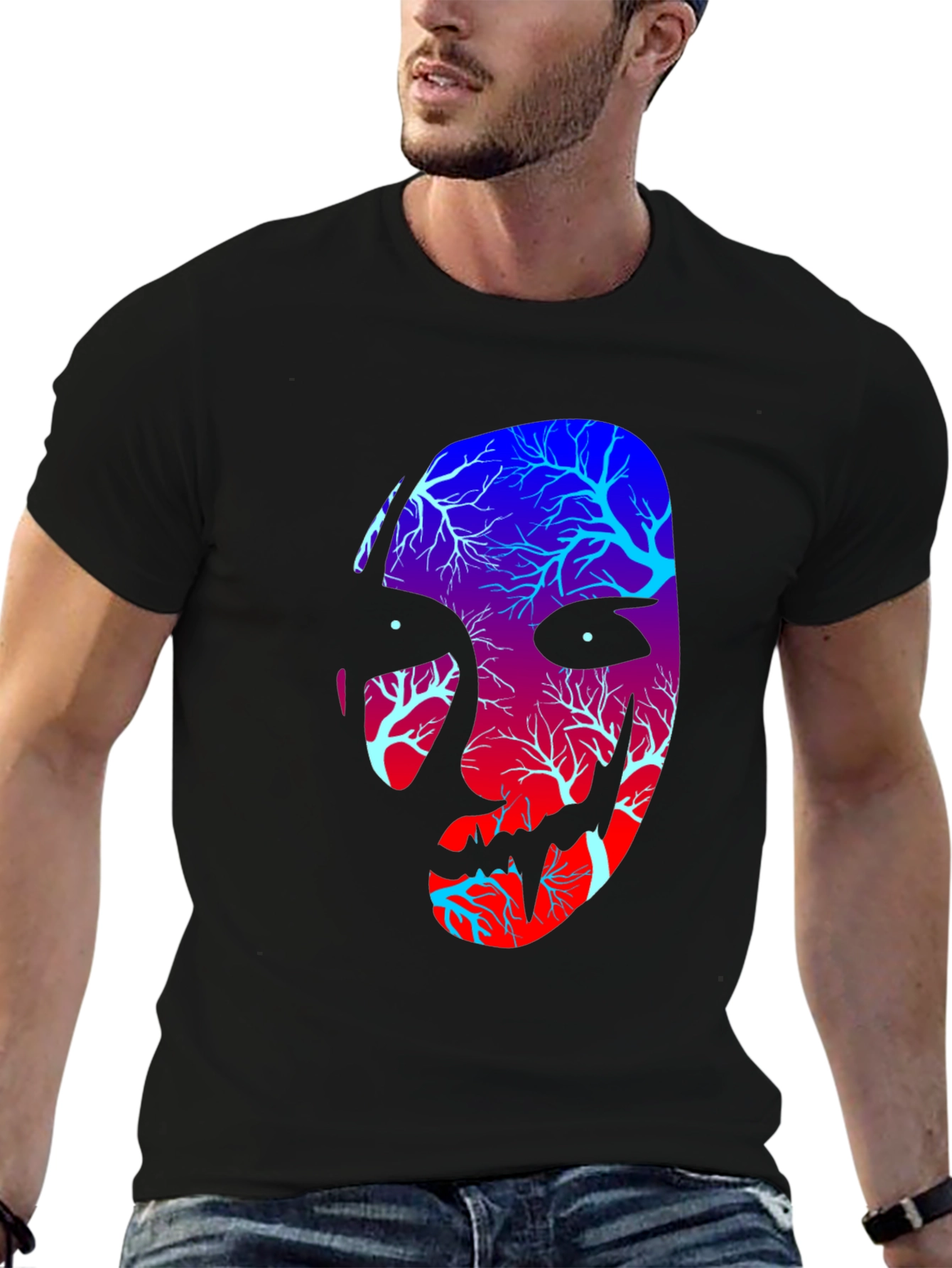Tree Spirit Face Graphic Tee - Black