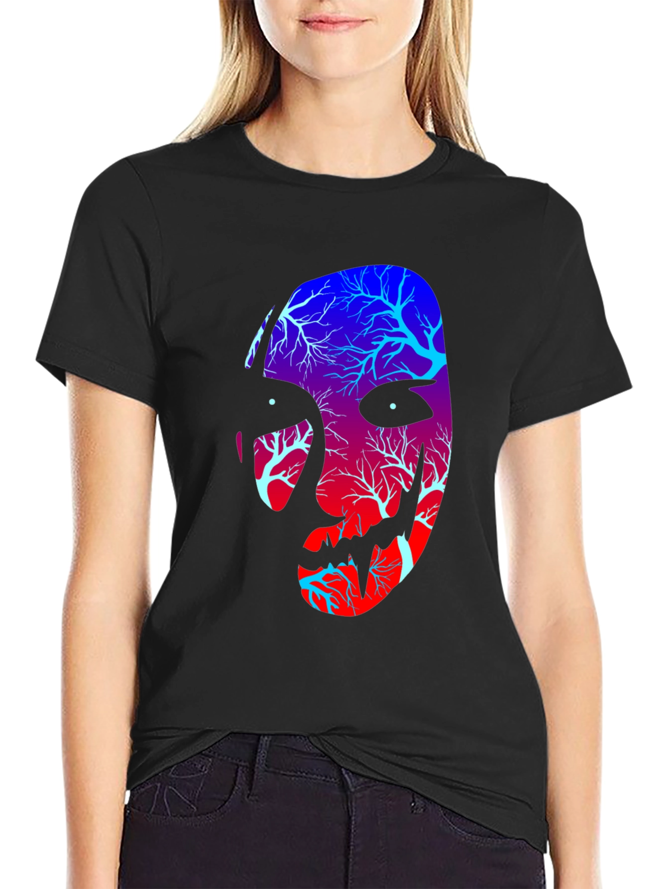 Tree Spirit Face Graphic Tee - Black
