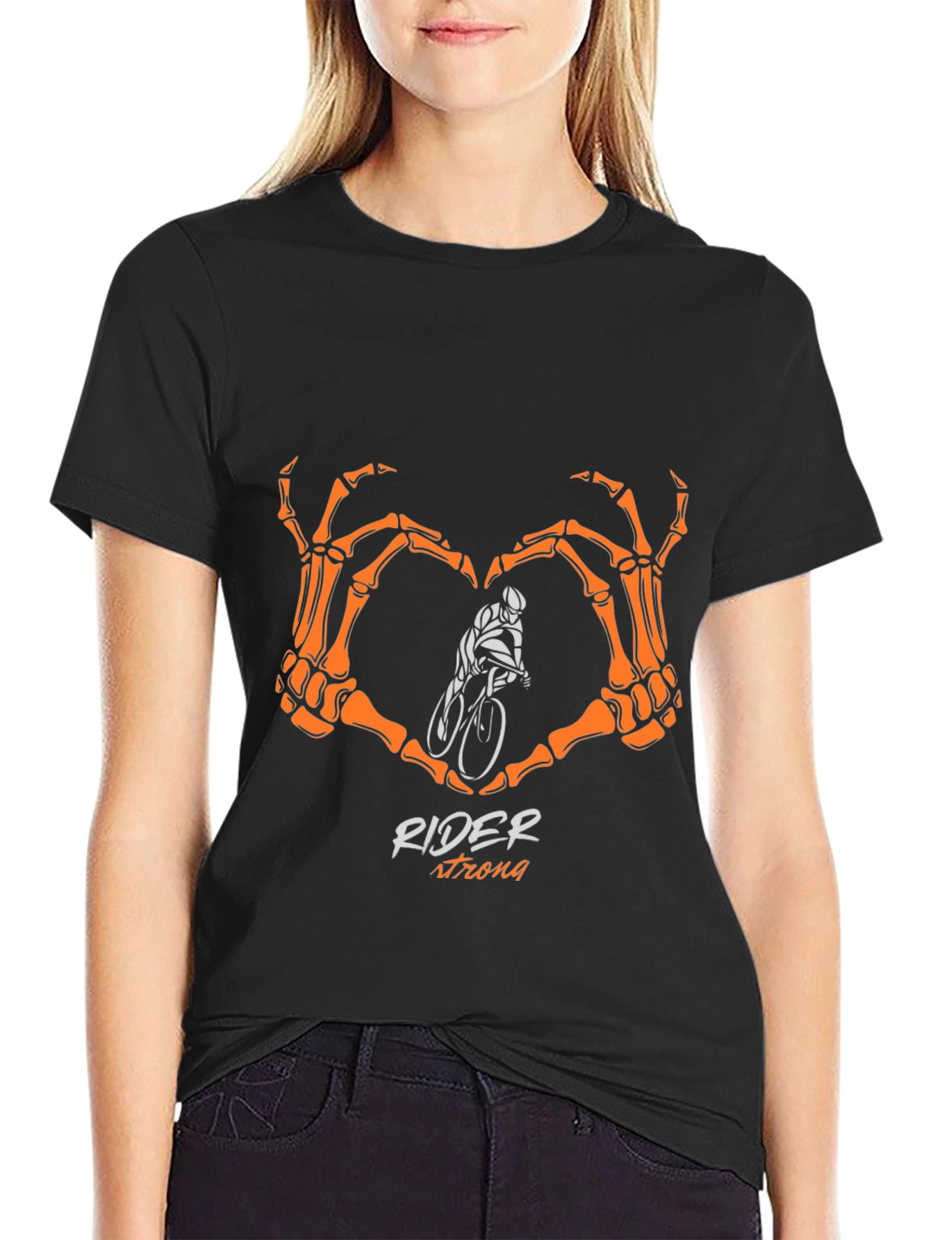 Rider Strong Skeleton Hands Heart T-Shirt