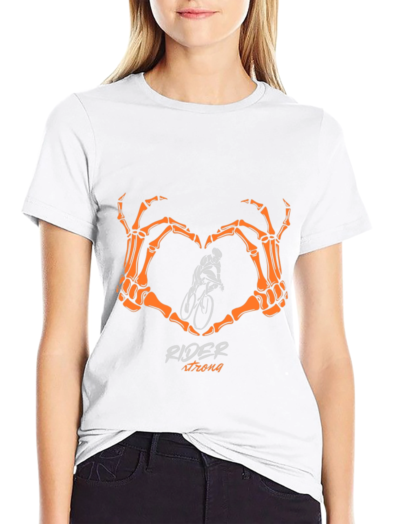 Rider Strong Skeleton Hands Heart T-Shirt
