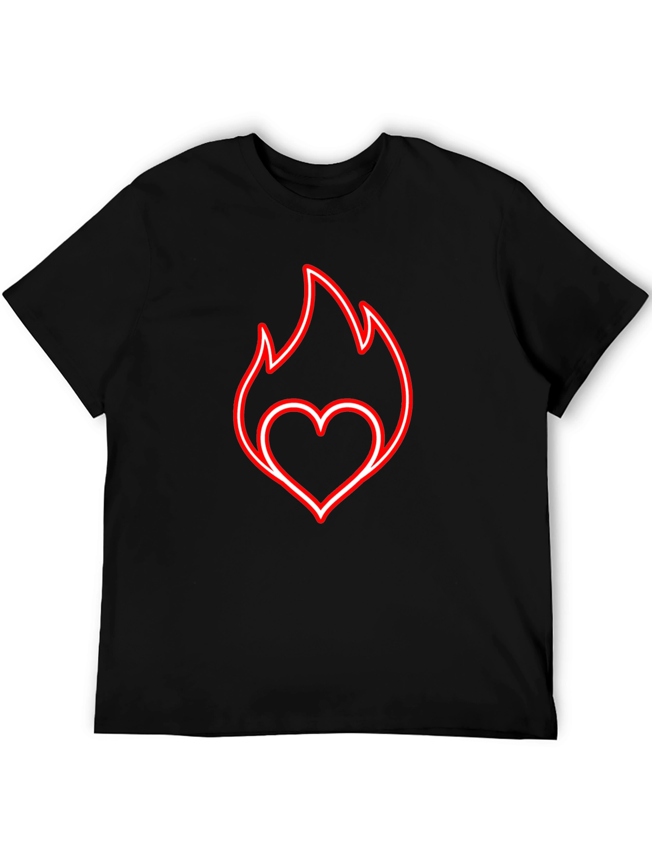 Fiery Heart Graphic Tee - Black