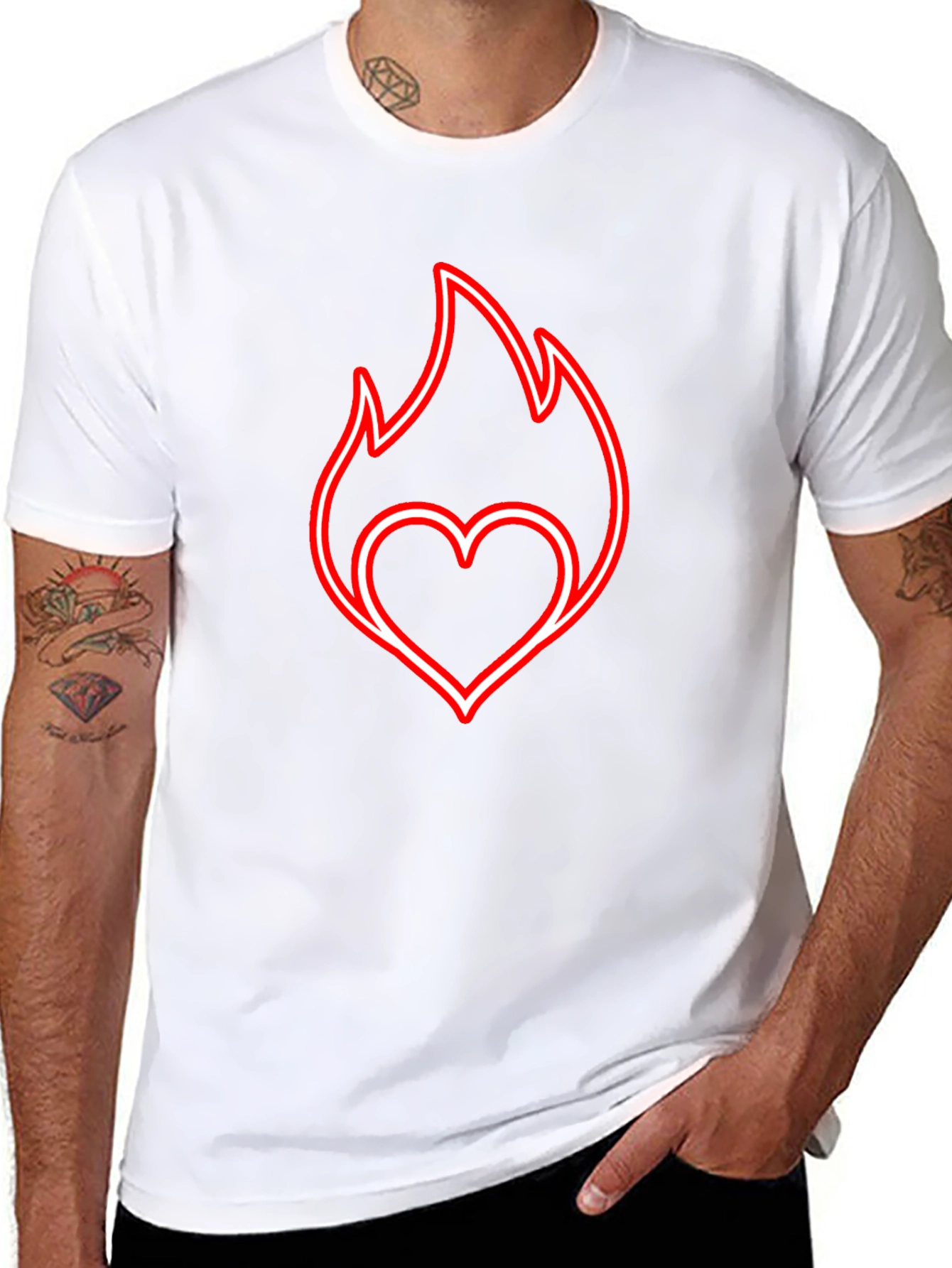 Fiery Heart Graphic Tee - Black