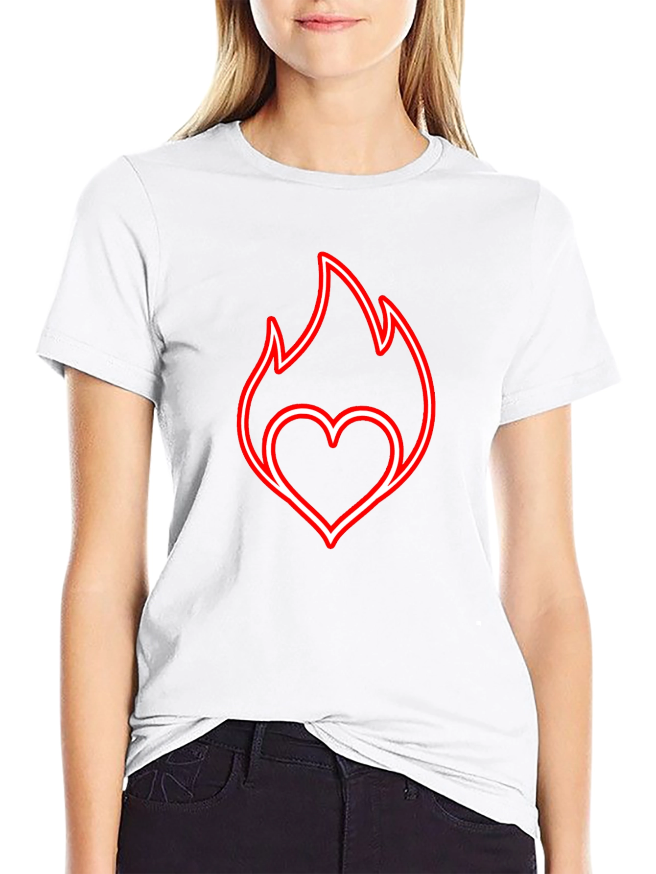 Fiery Heart Graphic Tee - Black