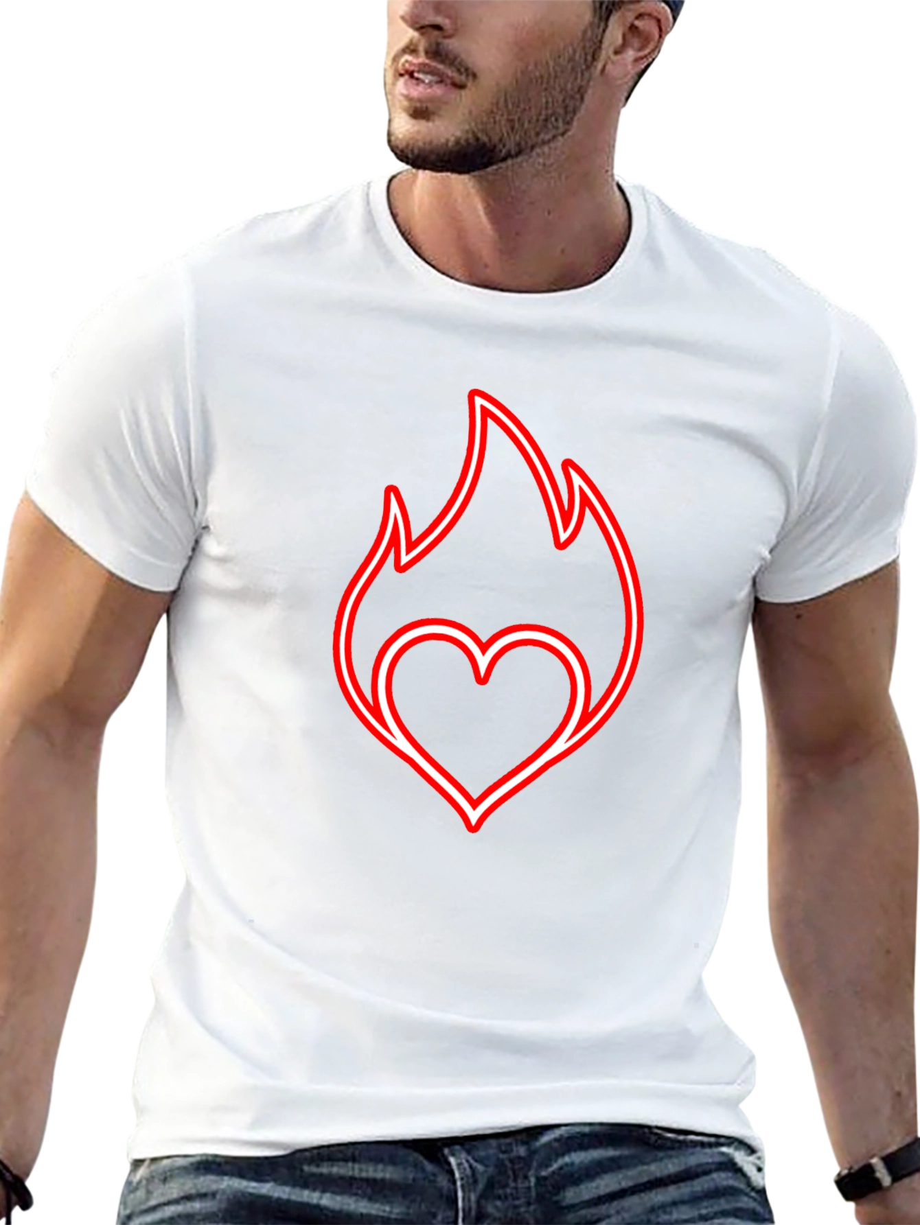 Fiery Heart Graphic Tee - Black