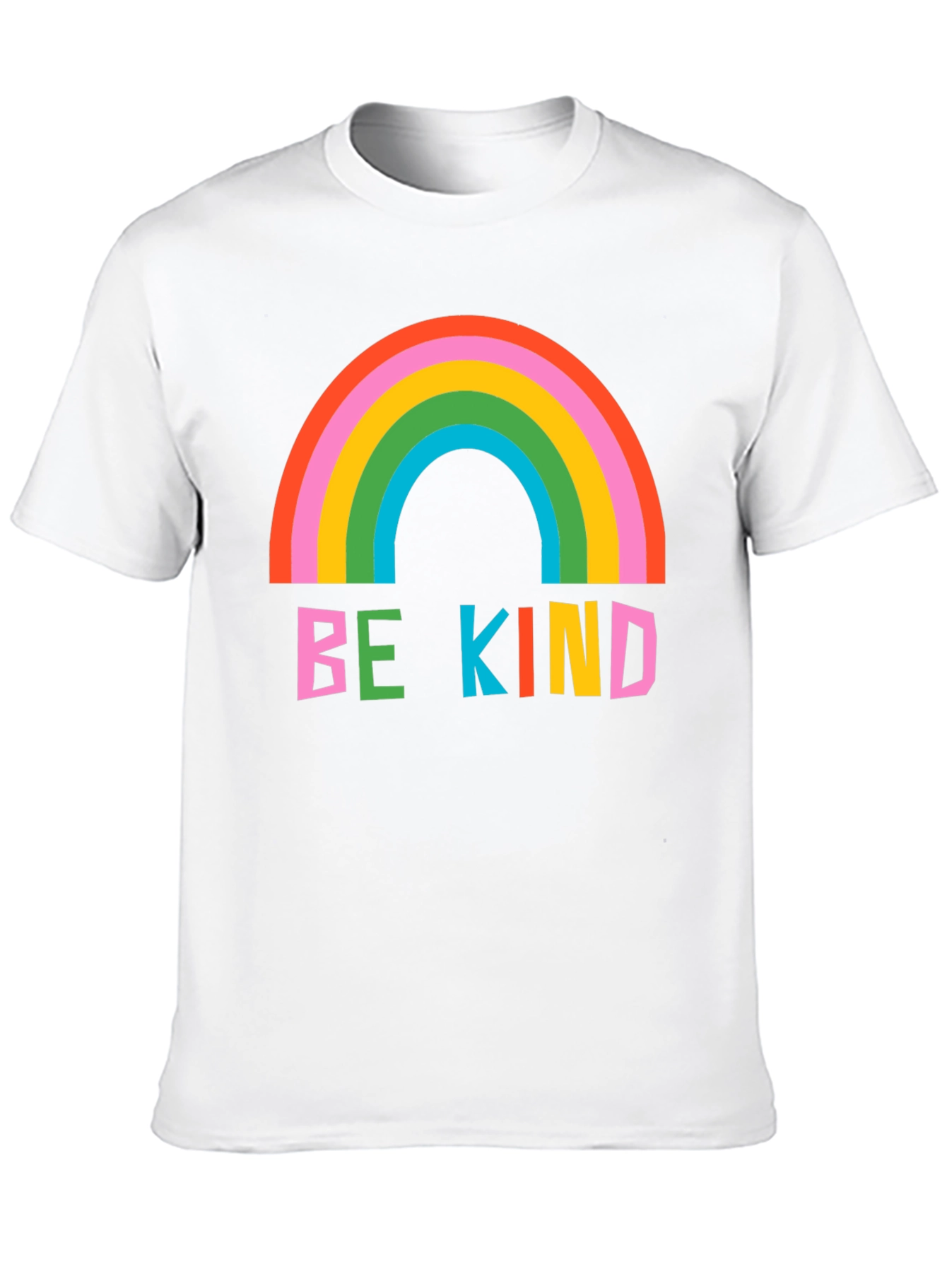 Be Kind Rainbow Graphic Tee - Soft Black Cotton