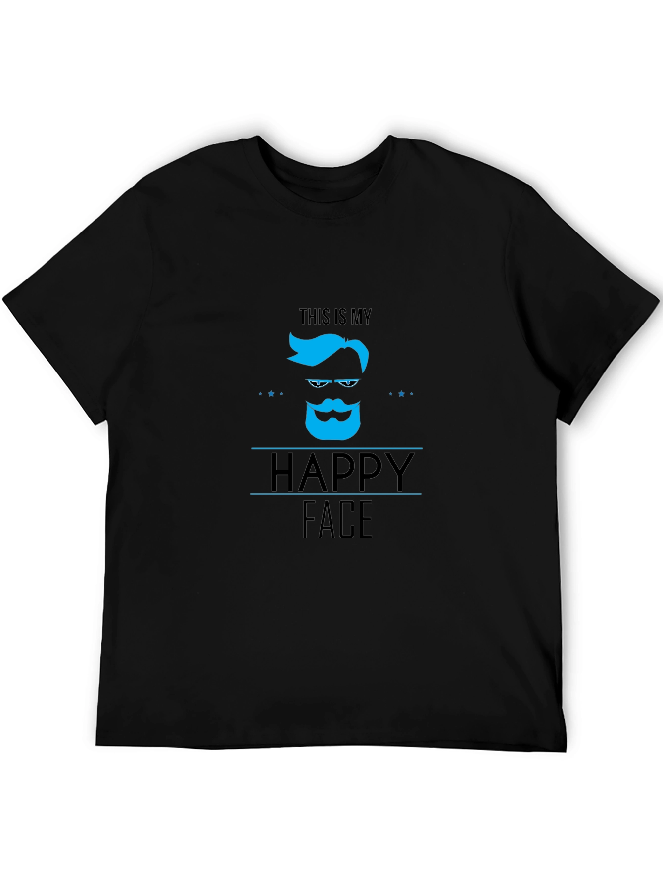 Happy Face Graphic Tee - Stylish Mens Black T-Shirt