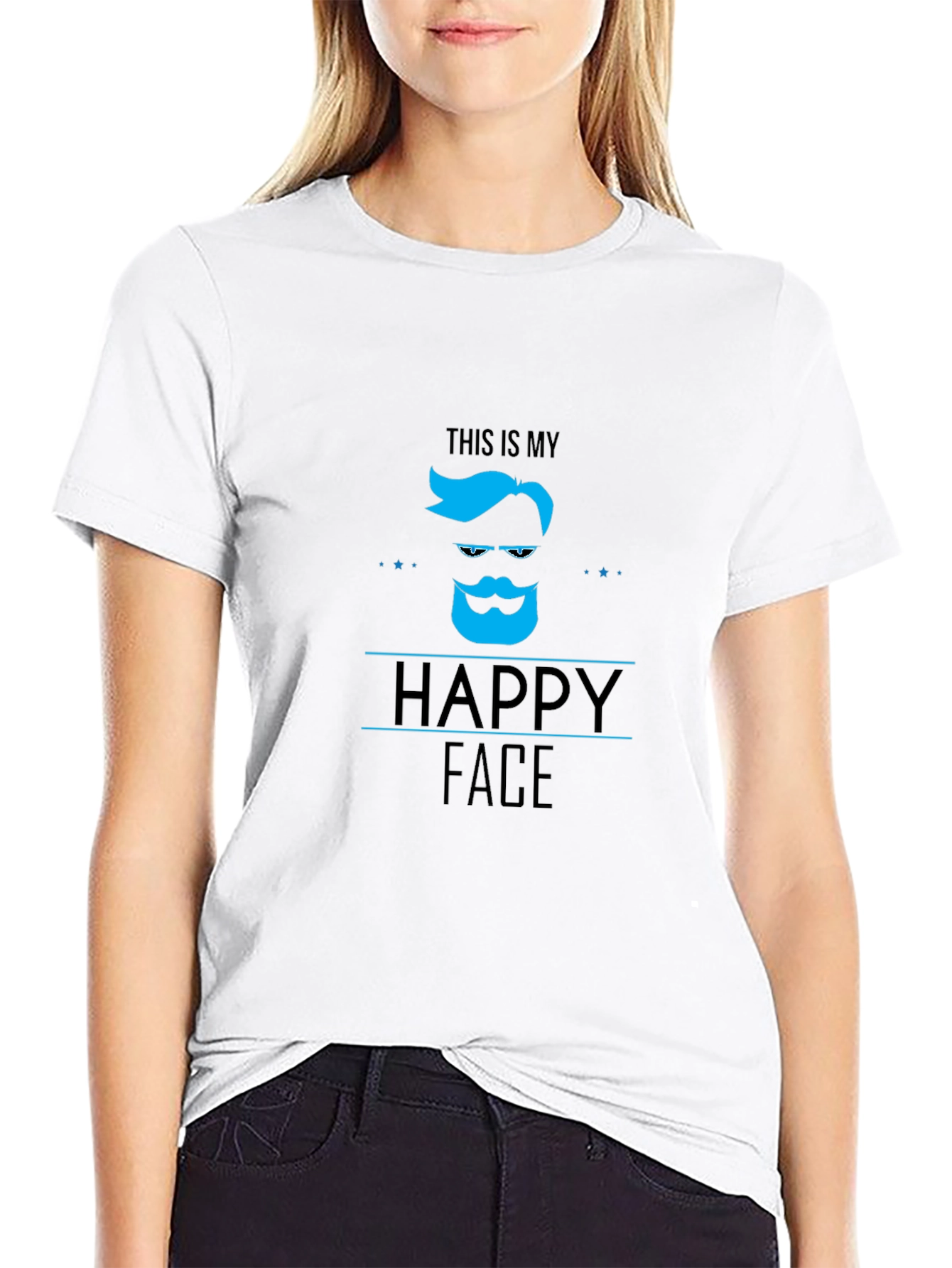 Happy Face Graphic Tee - Stylish Mens Black T-Shirt