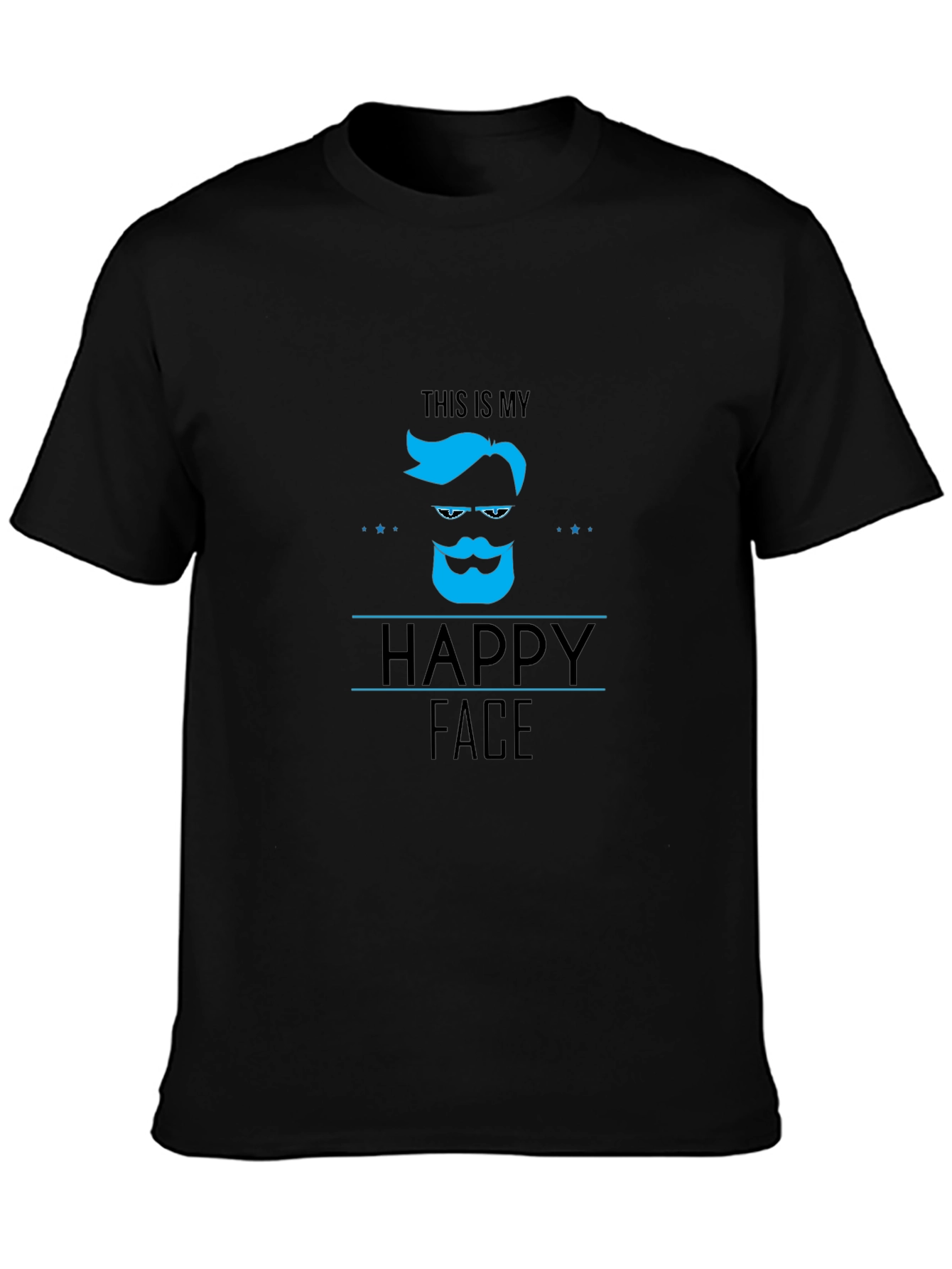 Happy Face Graphic Tee - Stylish Mens Black T-Shirt