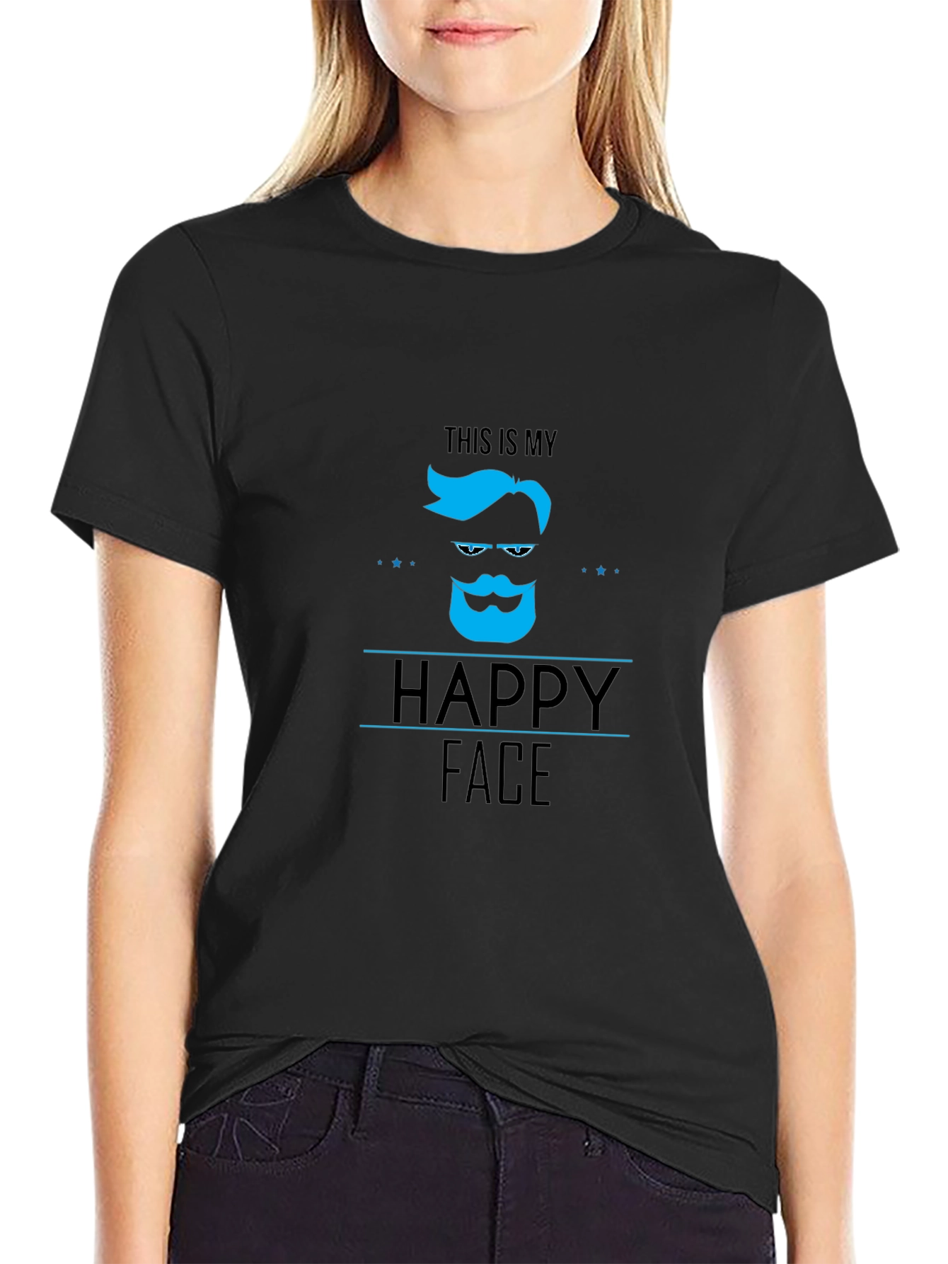 Happy Face Graphic Tee - Stylish Mens Black T-Shirt