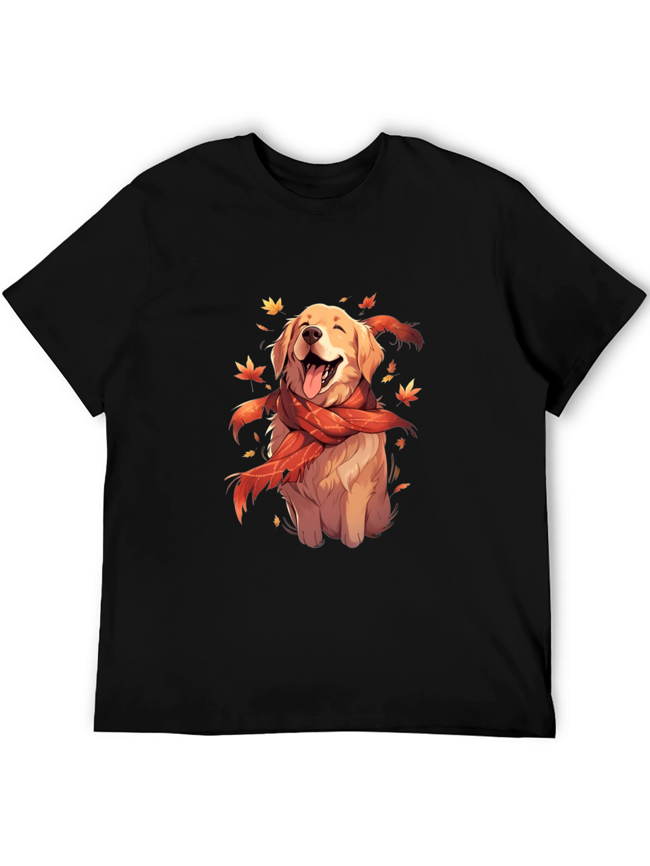 Dog Lover T-Shirt: Golden Retriever in Autumn Scarf