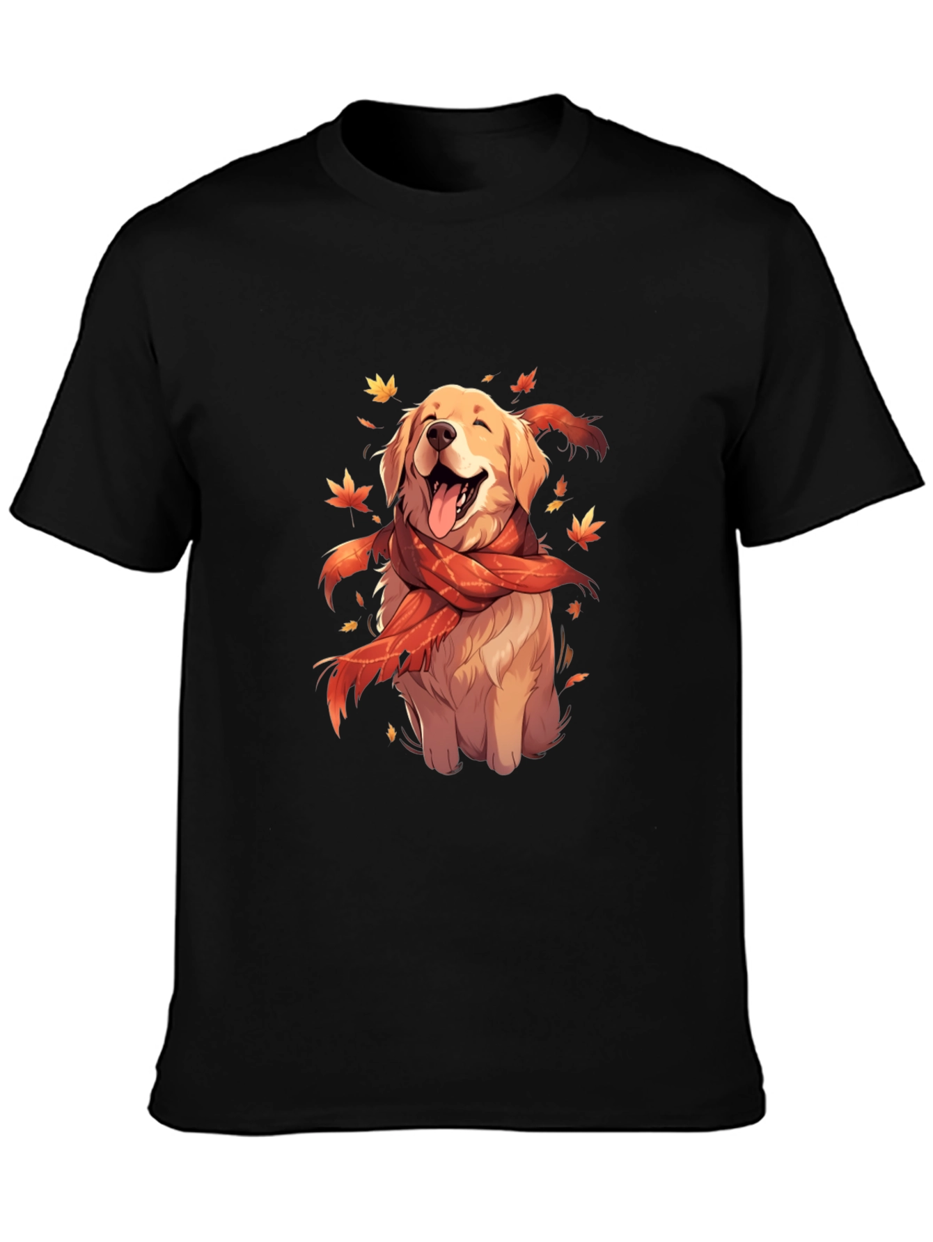 Dog Lover T-Shirt: Golden Retriever in Autumn Scarf
