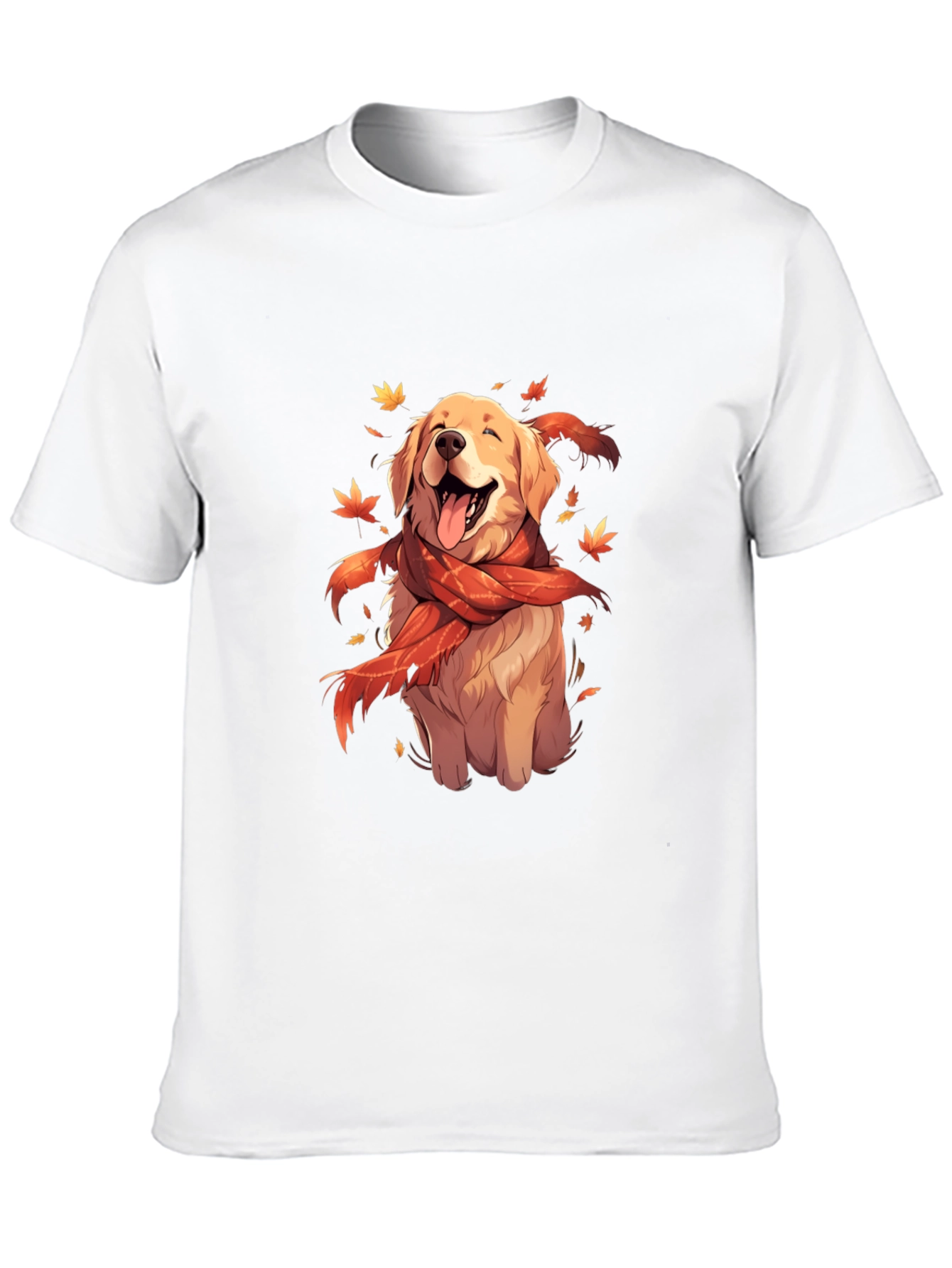 Dog Lover T-Shirt: Golden Retriever in Autumn Scarf