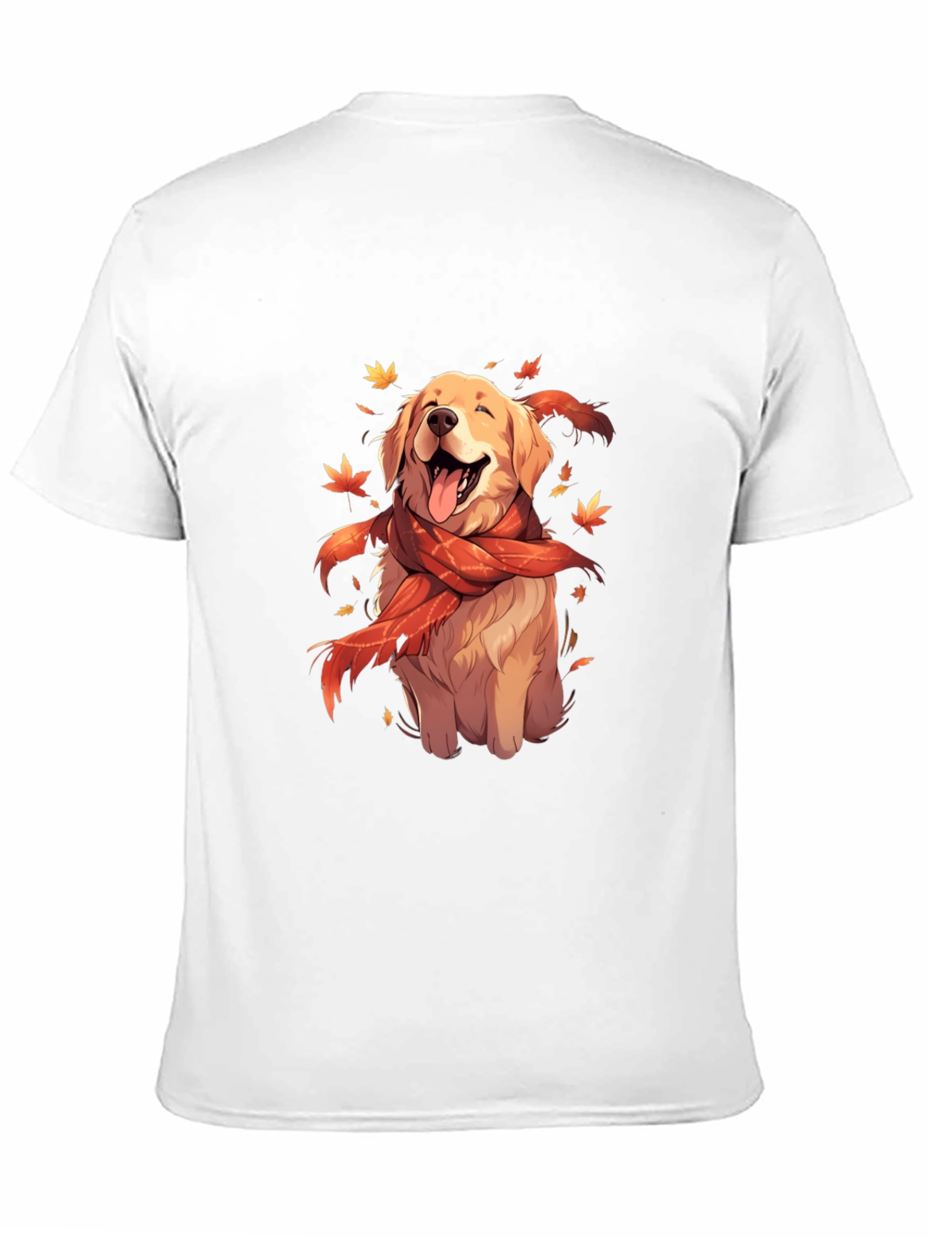 Dog Lover T-Shirt: Golden Retriever in Autumn Scarf