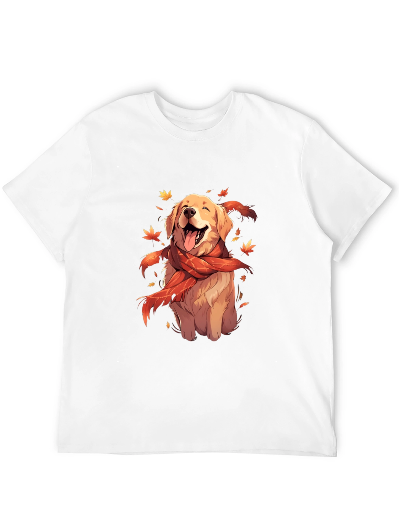 Dog Lover T-Shirt: Golden Retriever in Autumn Scarf